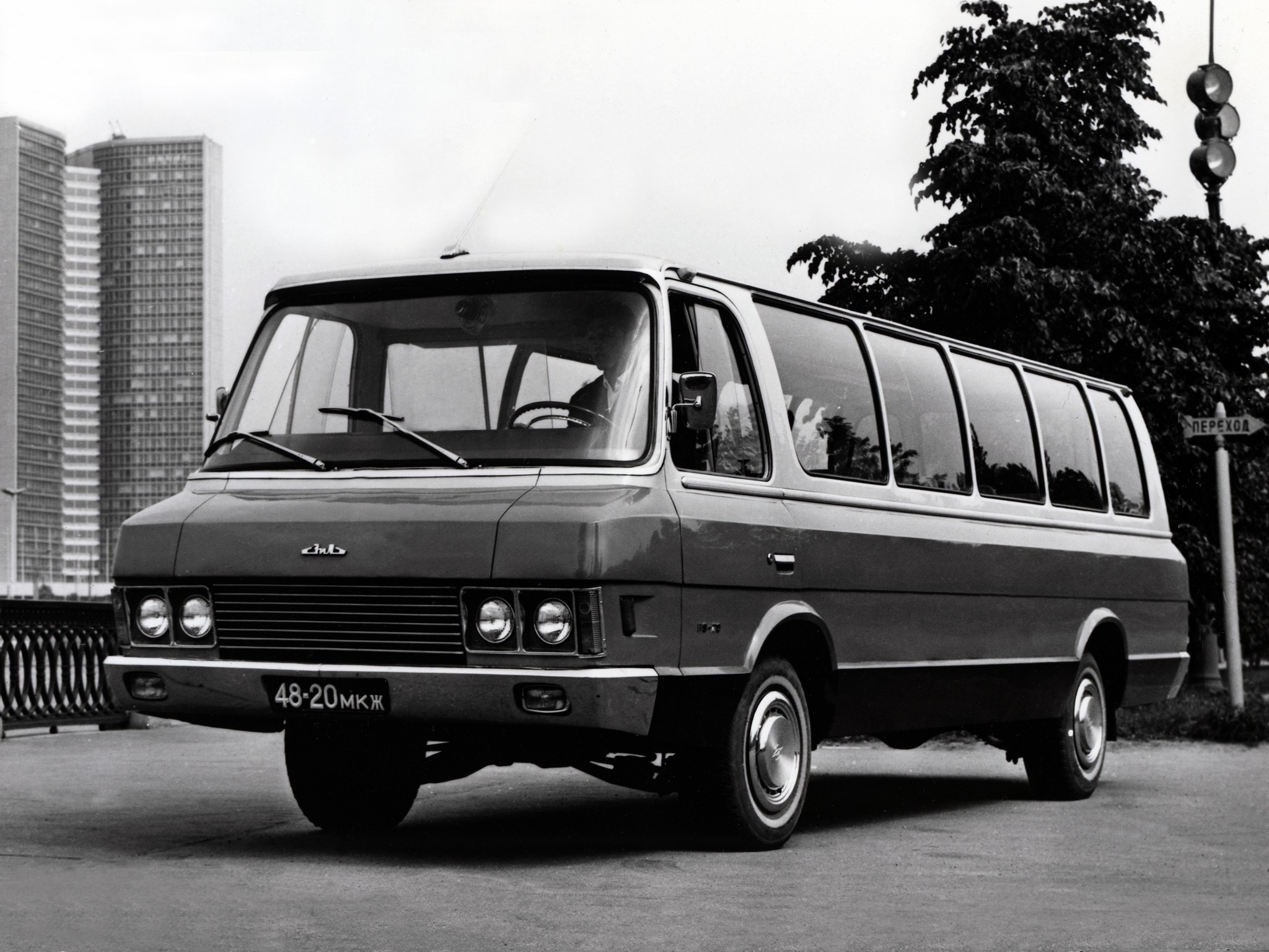 GAZ-3221 "Gazelle" minibus on a street HD Wallpaper