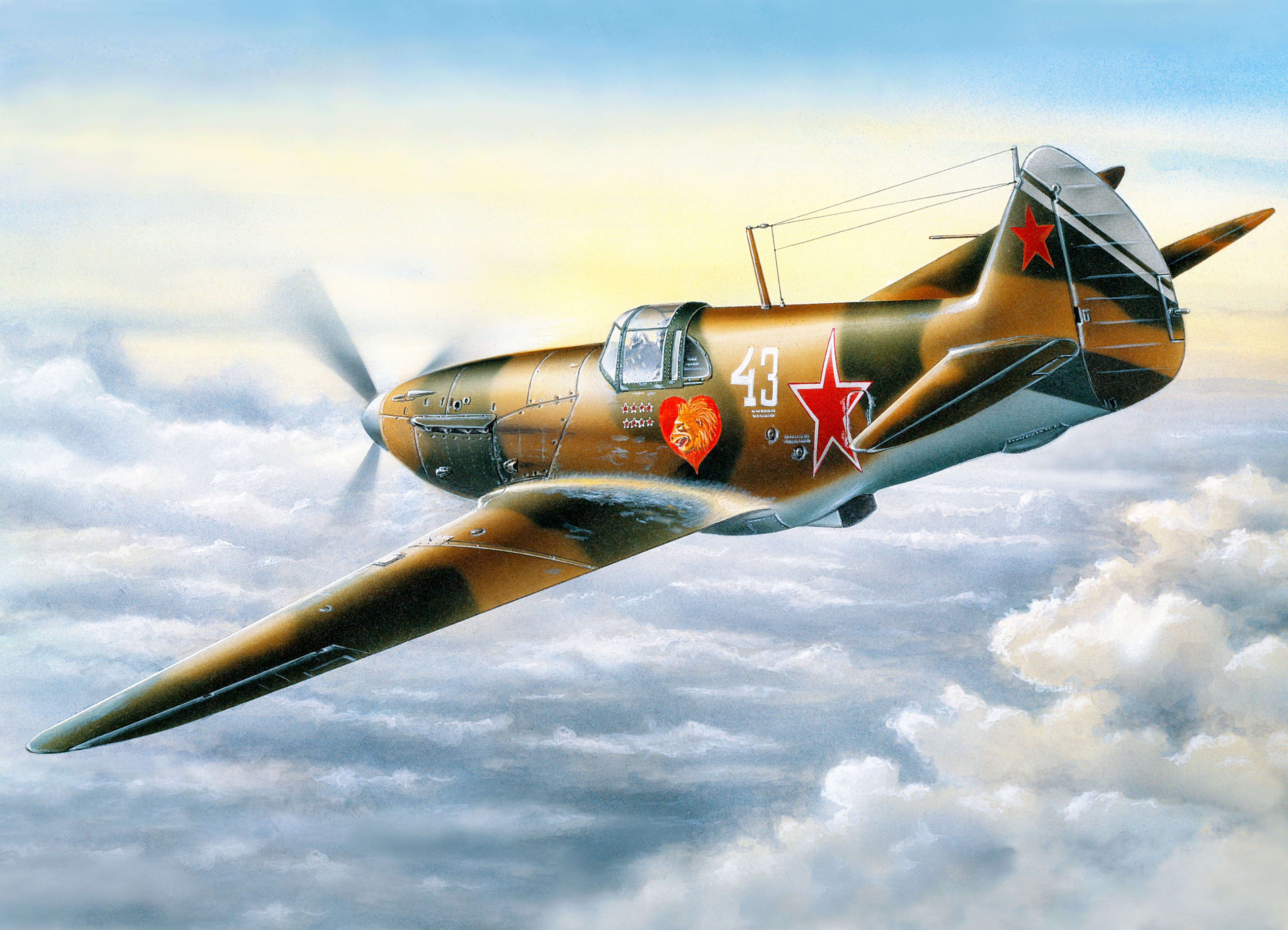 Soviet fighter plane with red star and lion emblem HD Wallpaper