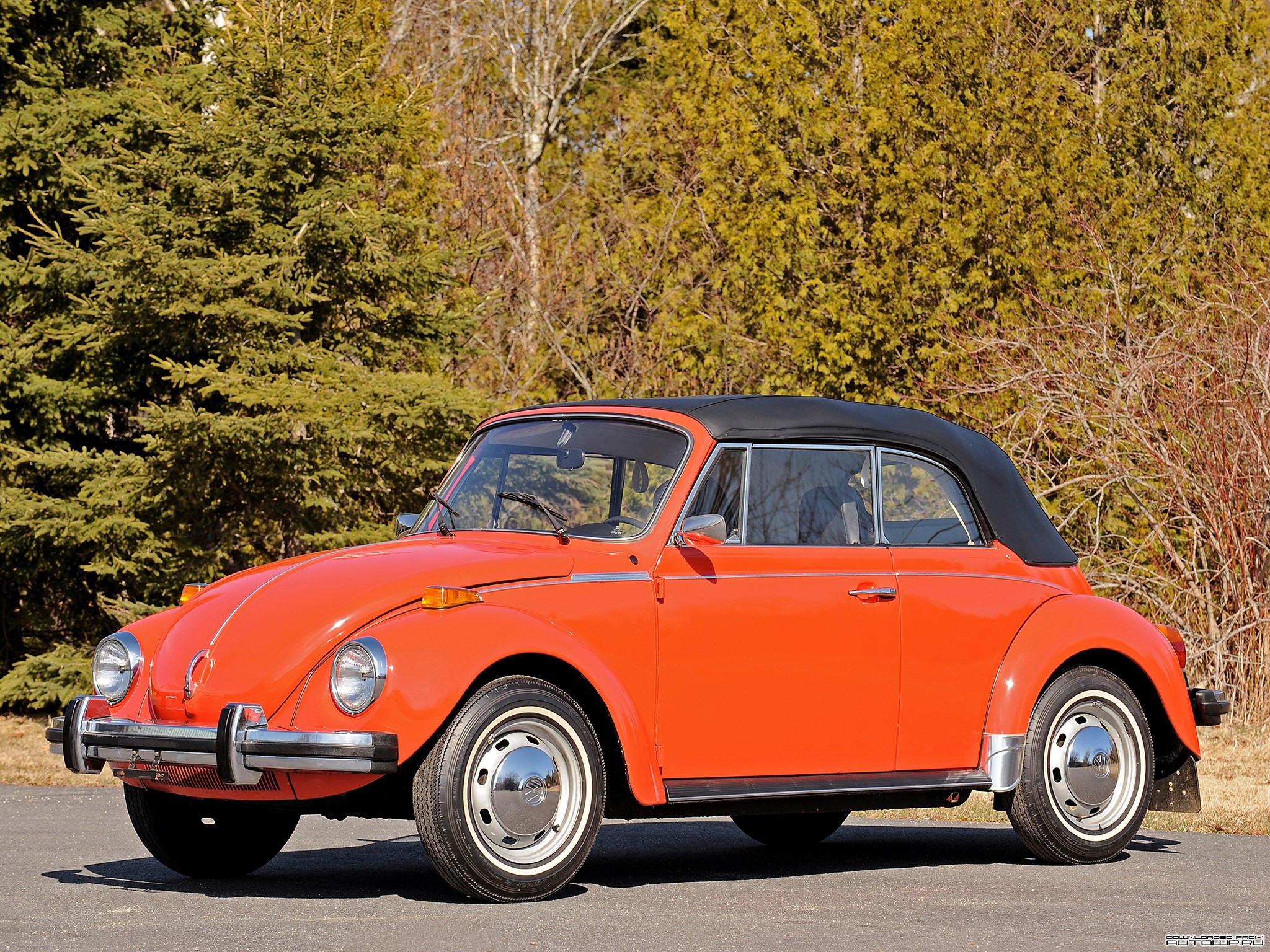 Orange 1972 Volkswagen Beetle Convertible HD Wallpaper
