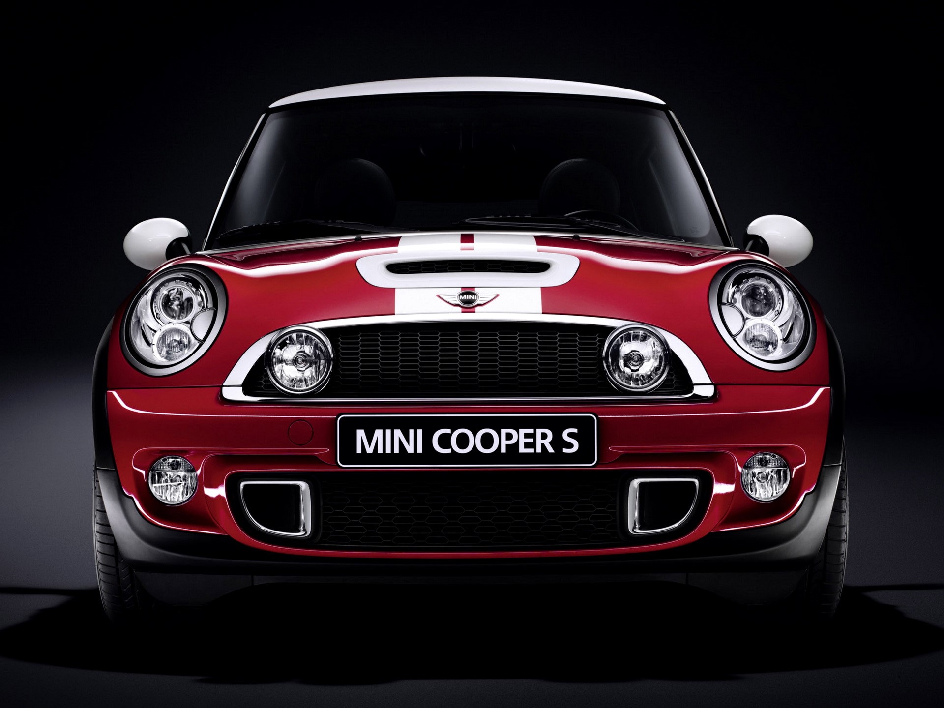 Red Mini Cooper S with White Stripes HD Wallpaper
