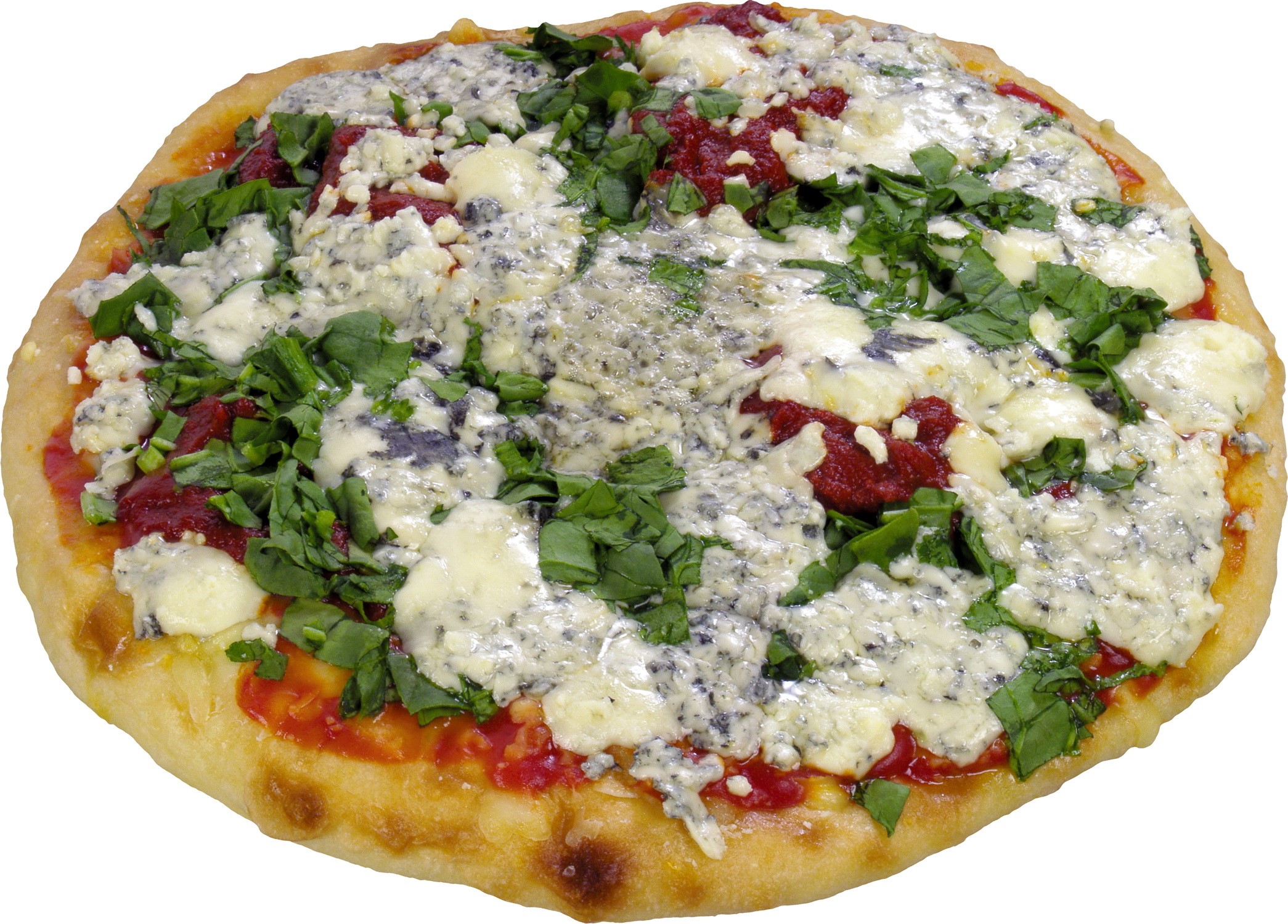 Pizza with blue cheese and spinach HD Wallpaper