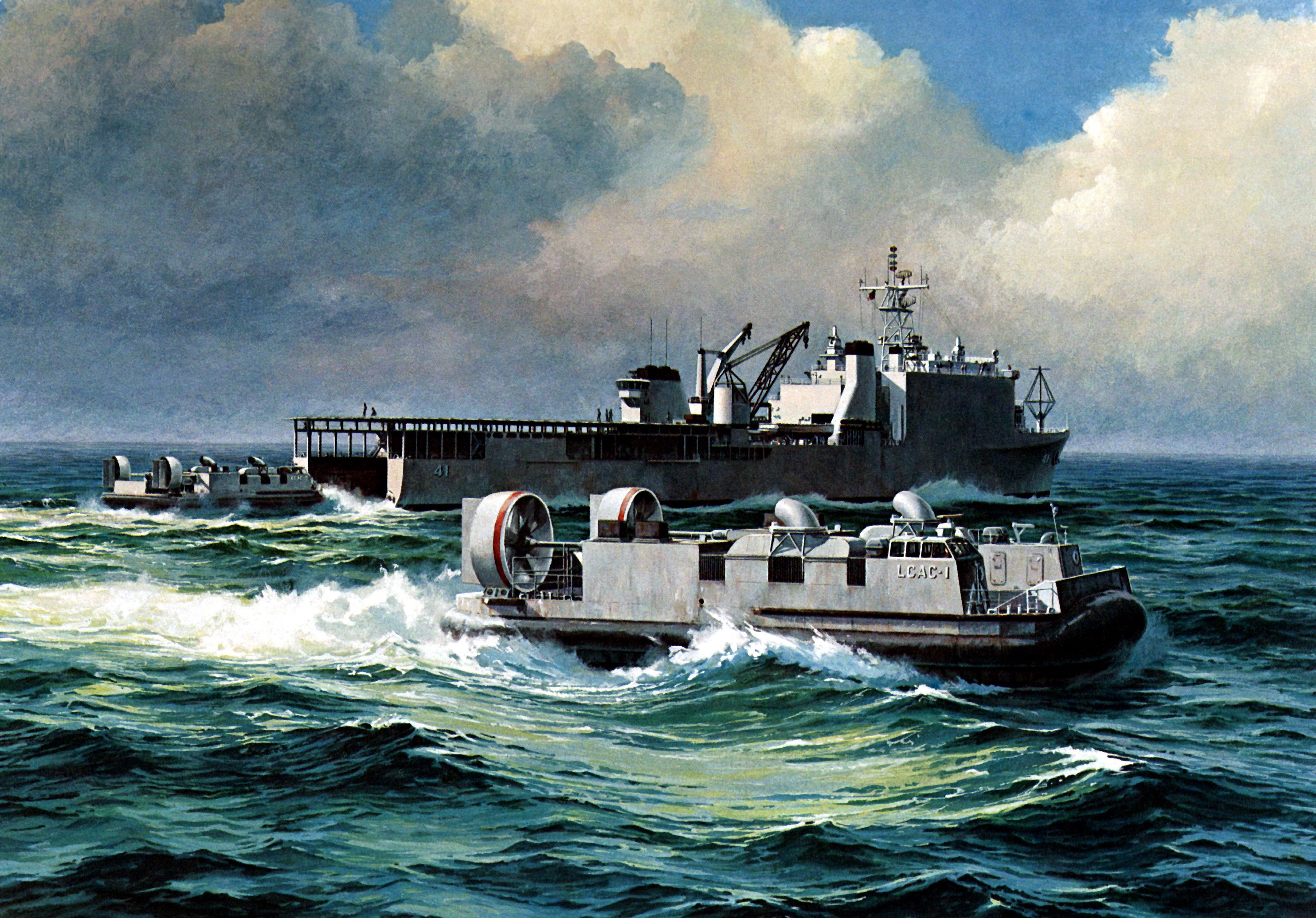 Landing Craft Air Cushion (LCAC) and Ship HD Wallpaper