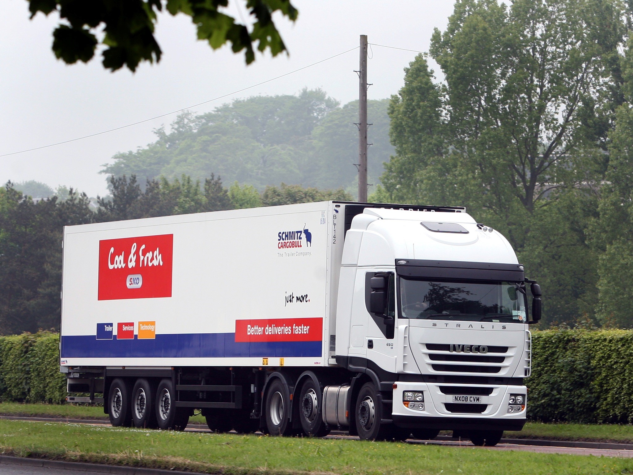 IVECO Stralis refrigerated truck with Schmitz Cargobull trailer HD Wallpaper