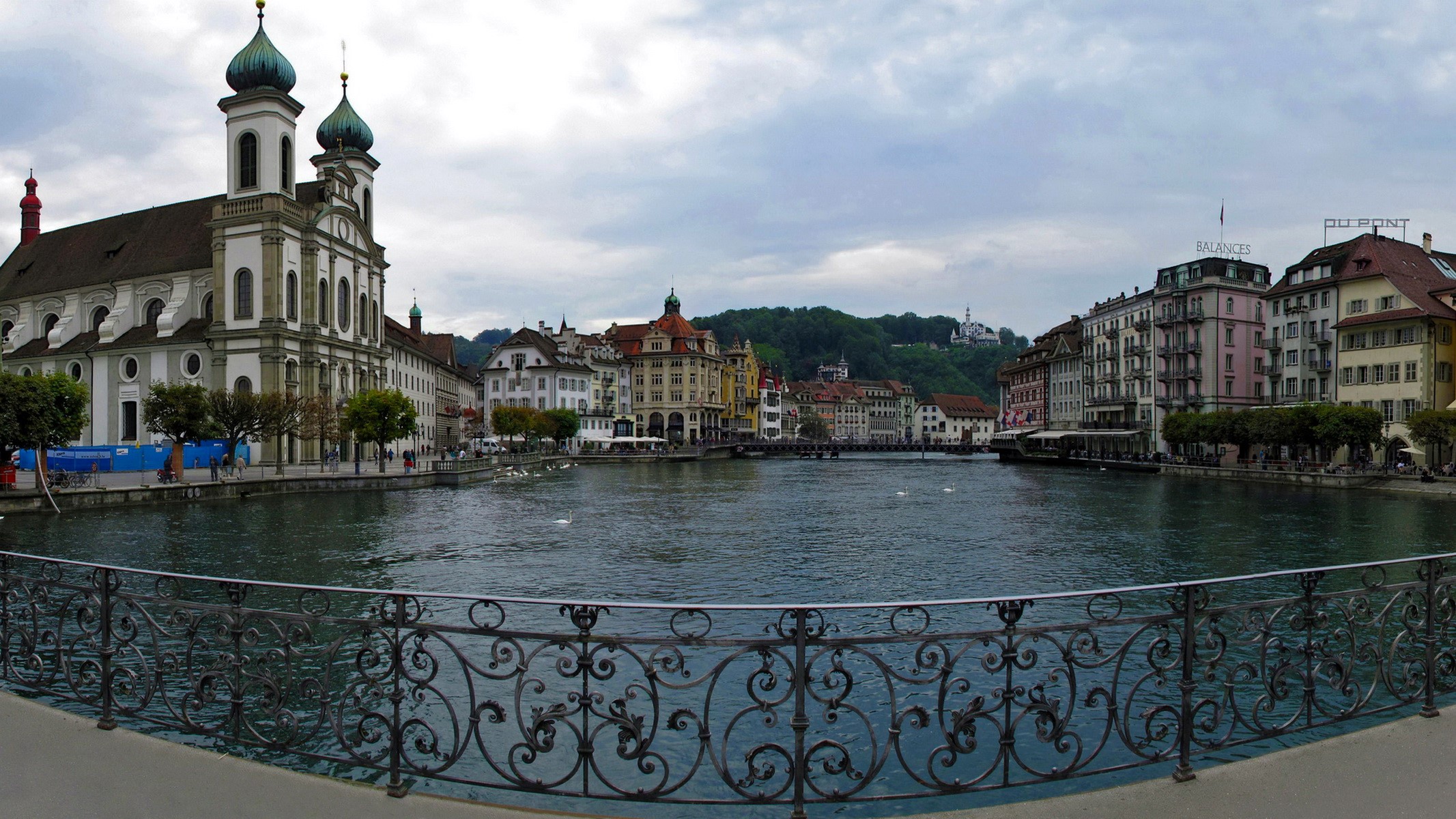 Jesuit Church and Lucerne cityscape with river HD Wallpaper