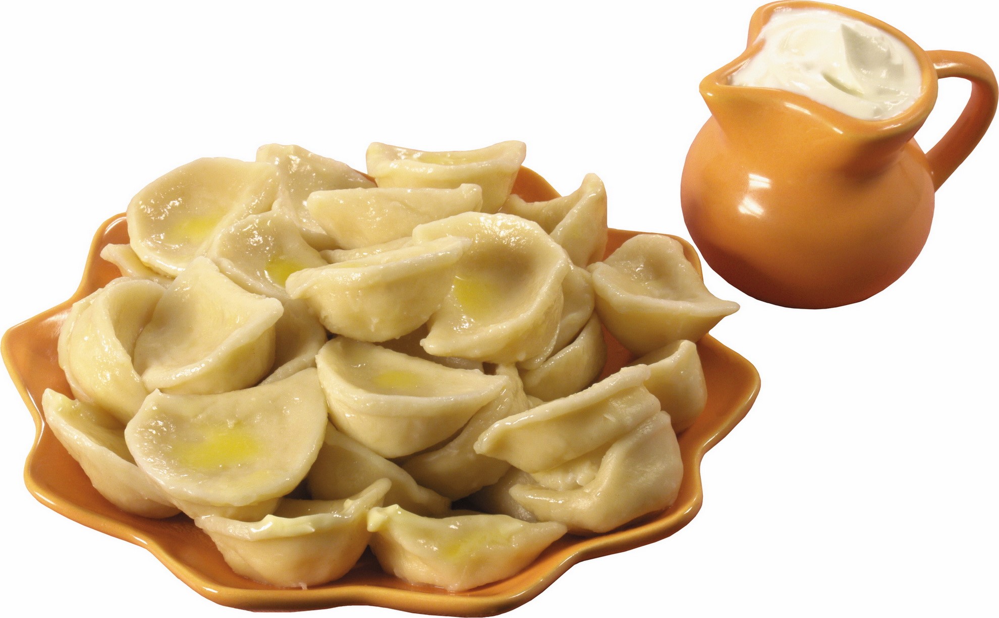 Dumplings with sour cream in a jug HD Wallpaper