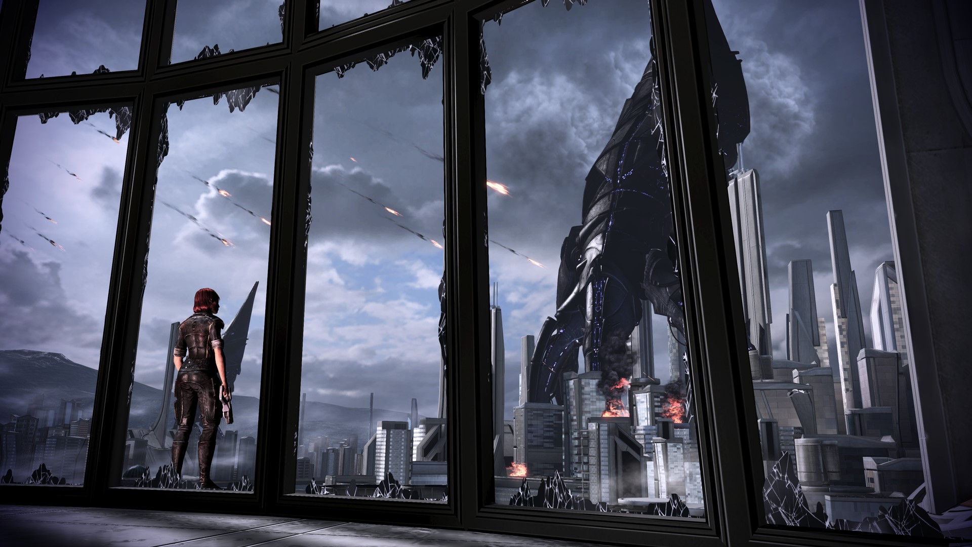 Commander Shepard from Mass Effect 3 during an attack HD Wallpaper
