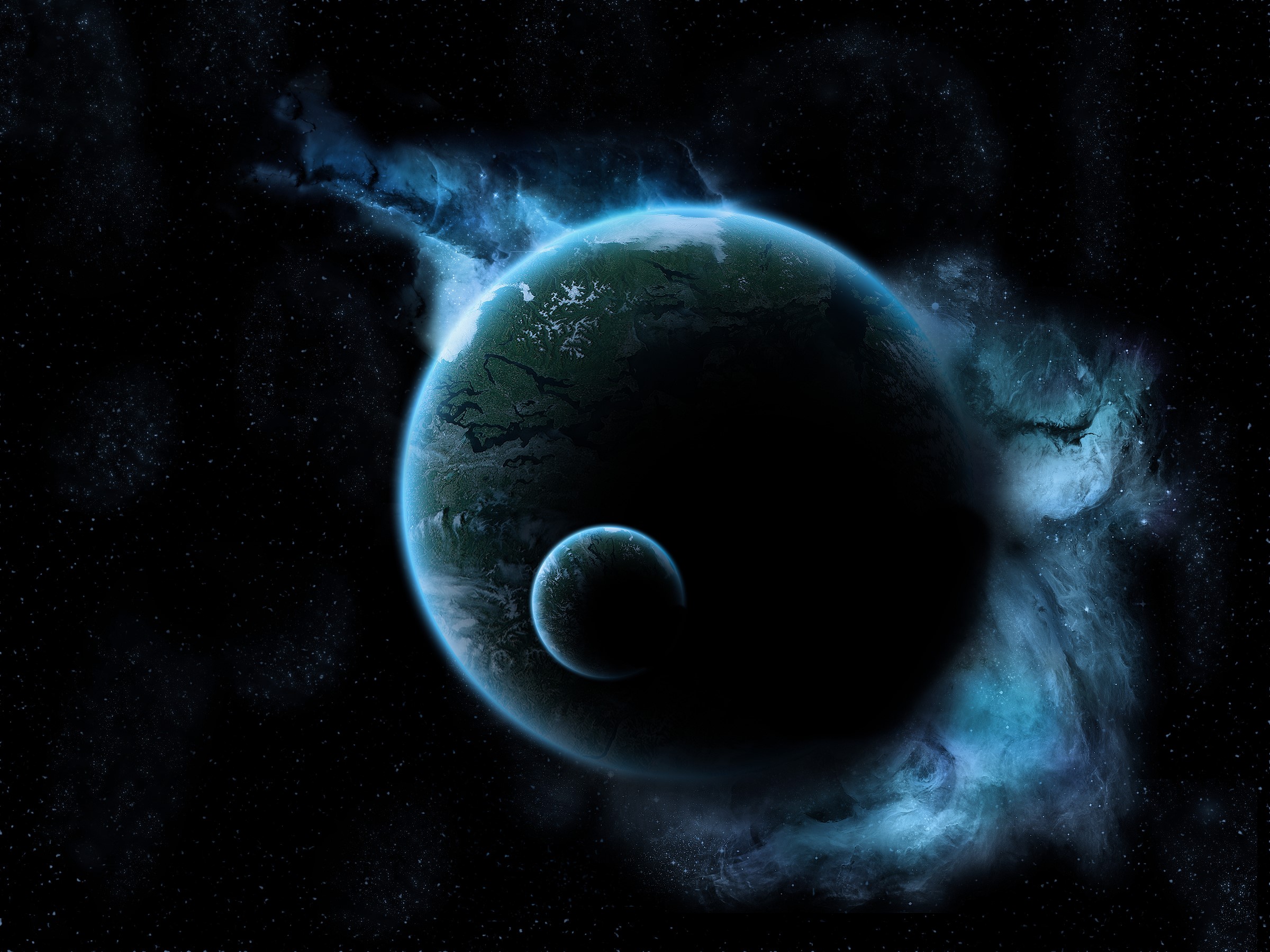 Planets and nebula in deep space HD Wallpaper