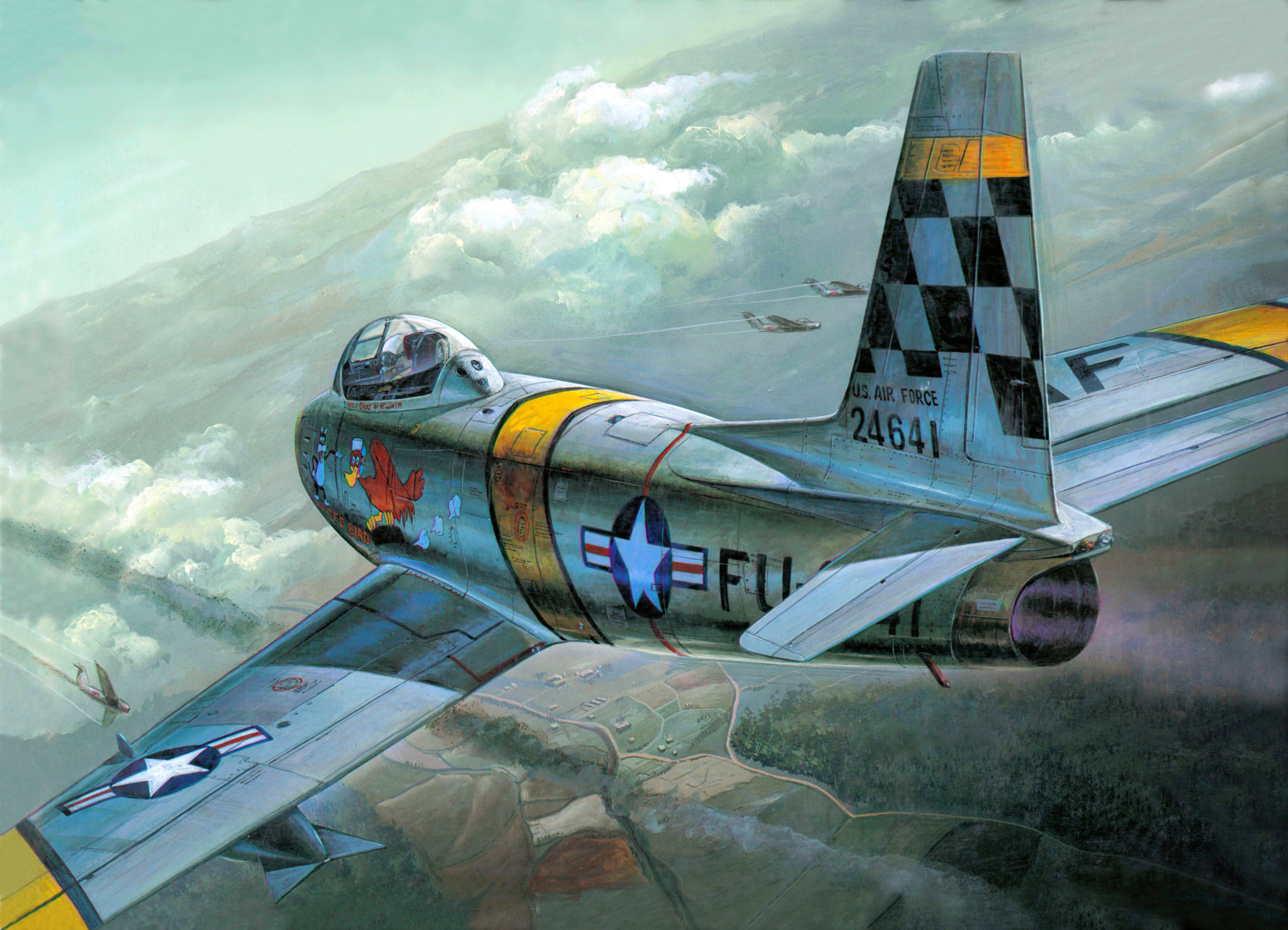 F-86F Sabre Jet Fighter Painting HD Wallpaper