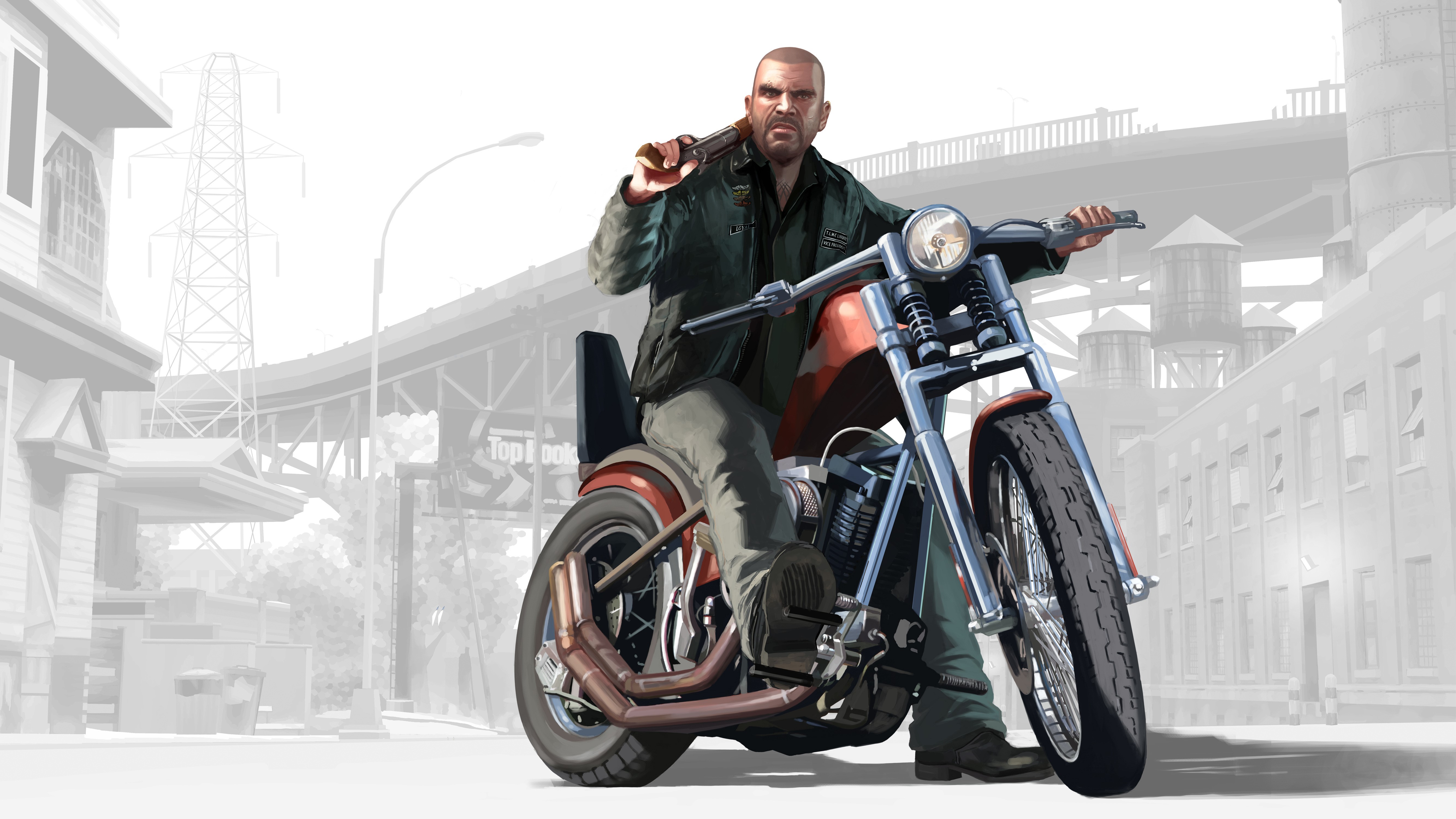 Niko Bellic from Grand Theft Auto IV on a motorcycle HD Wallpaper
