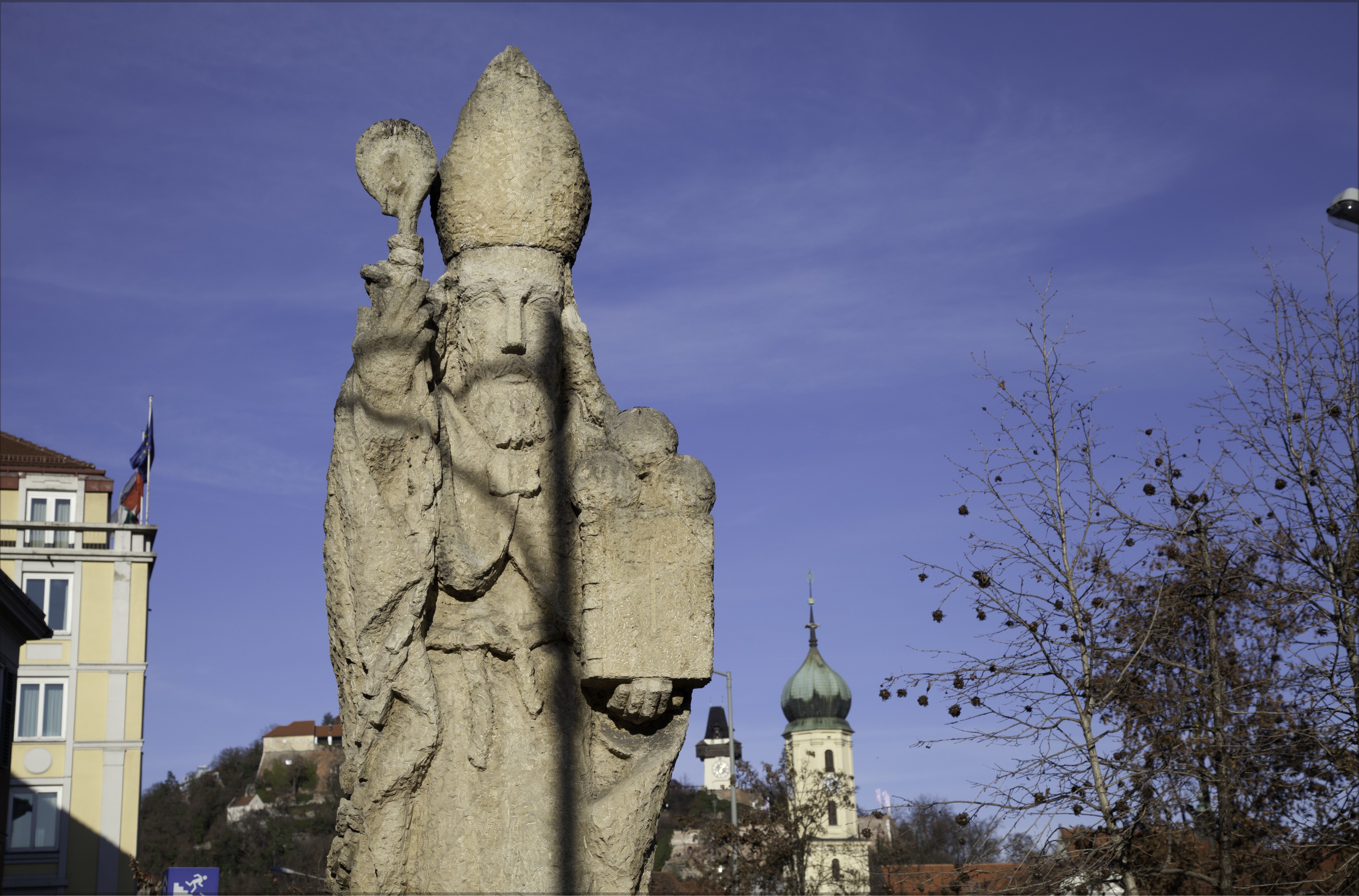 Statue of Saint Nicholas in Graz, Austria HD Wallpaper