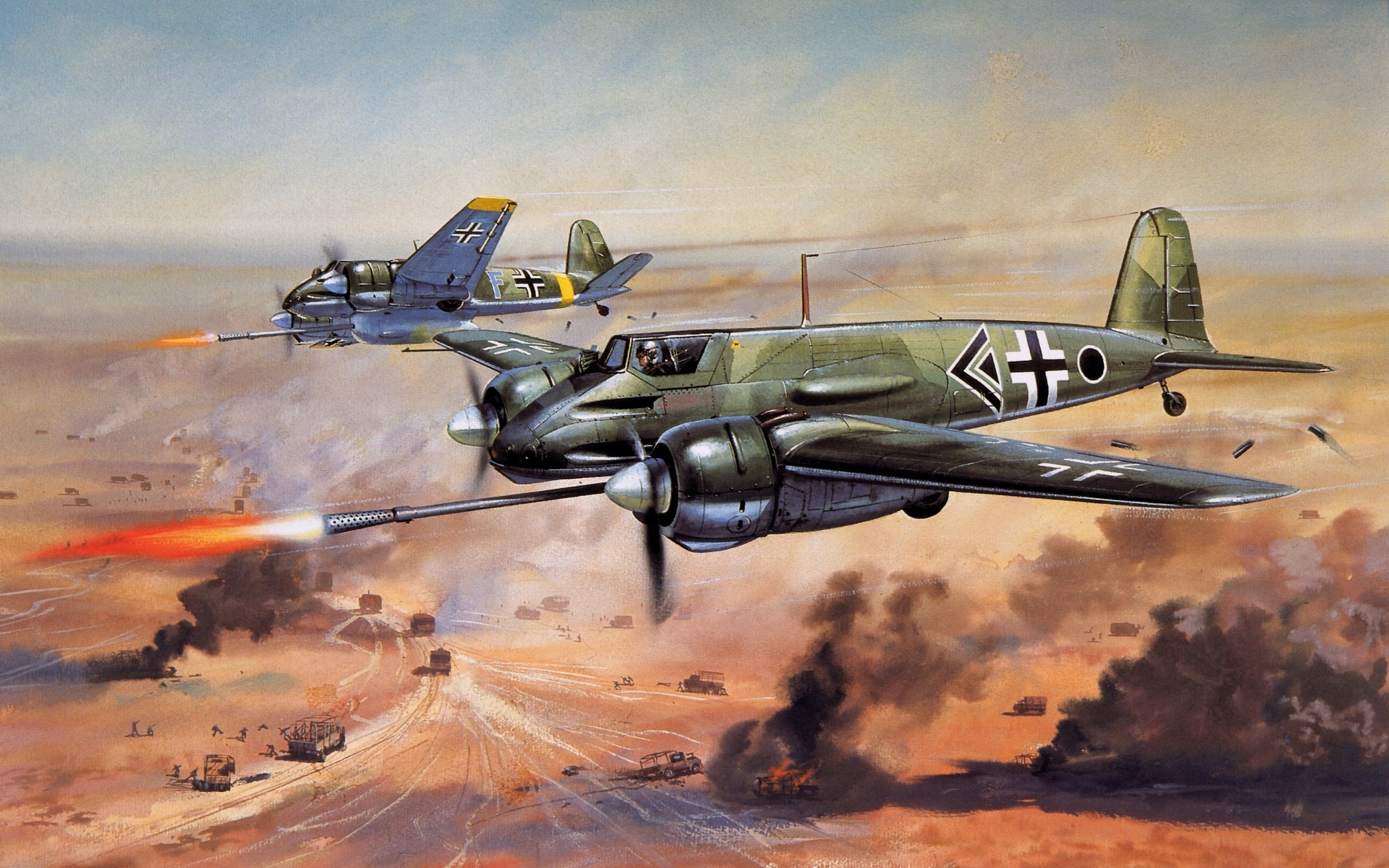 Henschel Hs 129 aircraft attacking ground targets HD Wallpaper