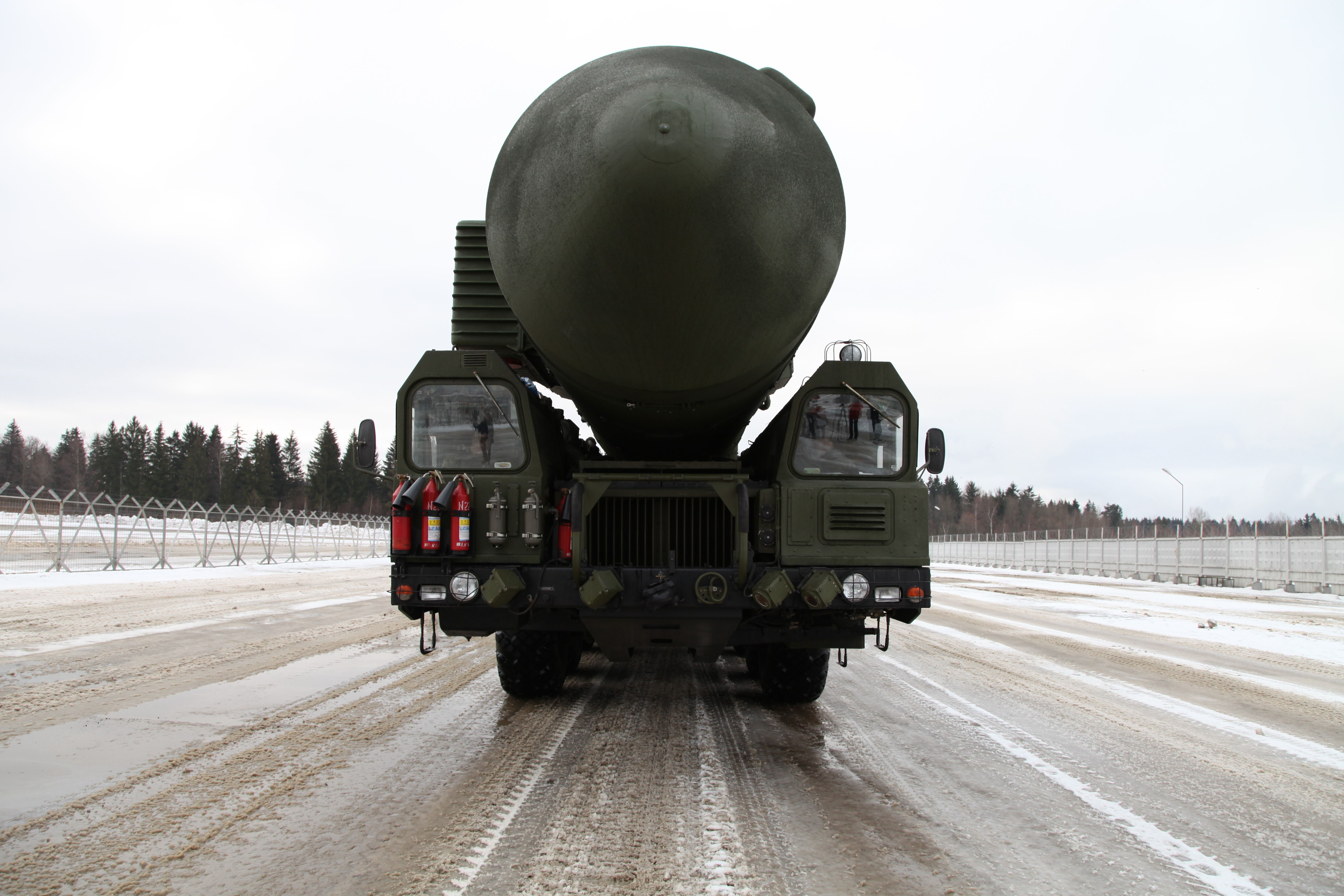 Missile launcher on a truck in winter HD Wallpaper