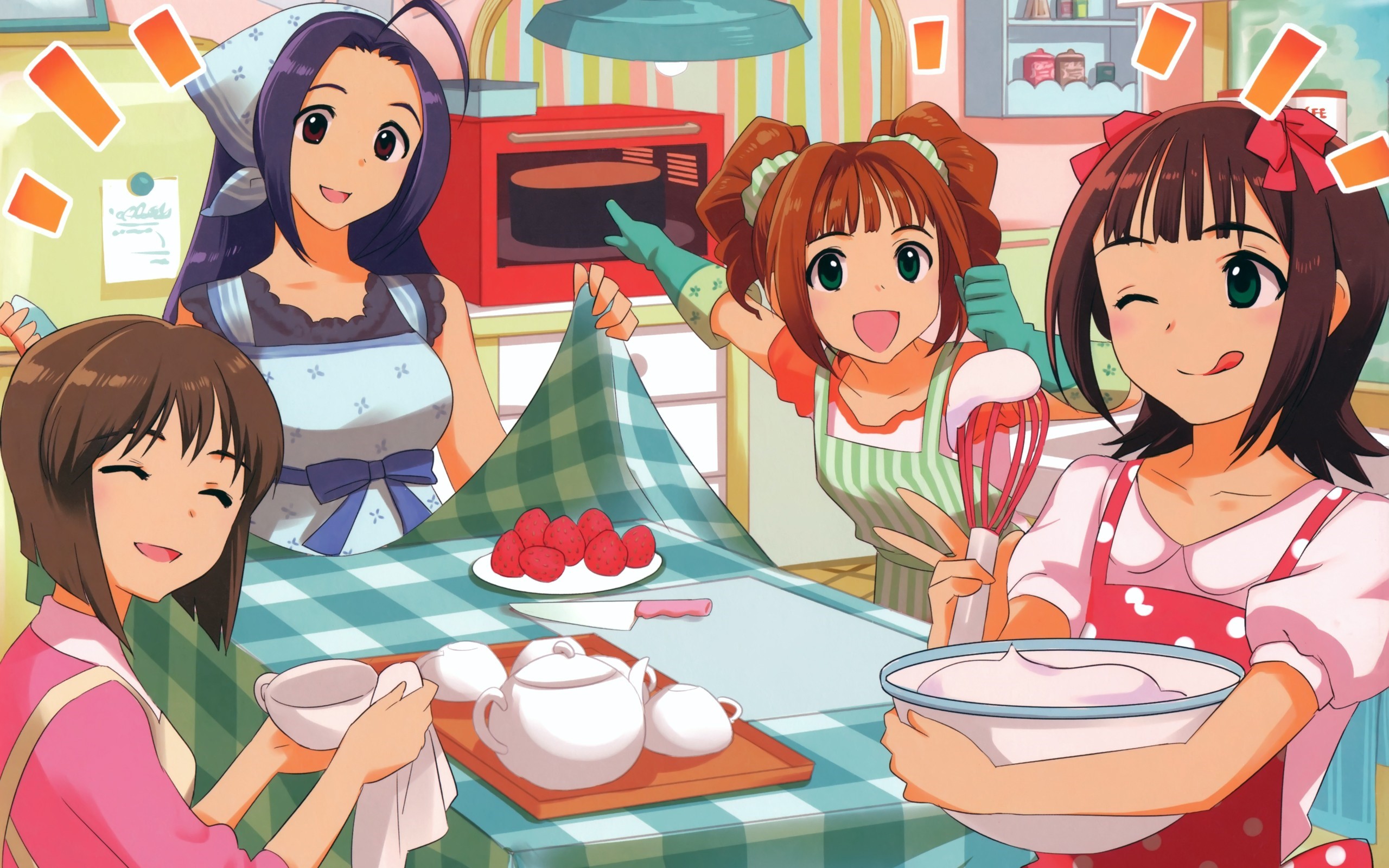 Idolmaster Xenoglossia girls baking in a kitchen HD Wallpaper