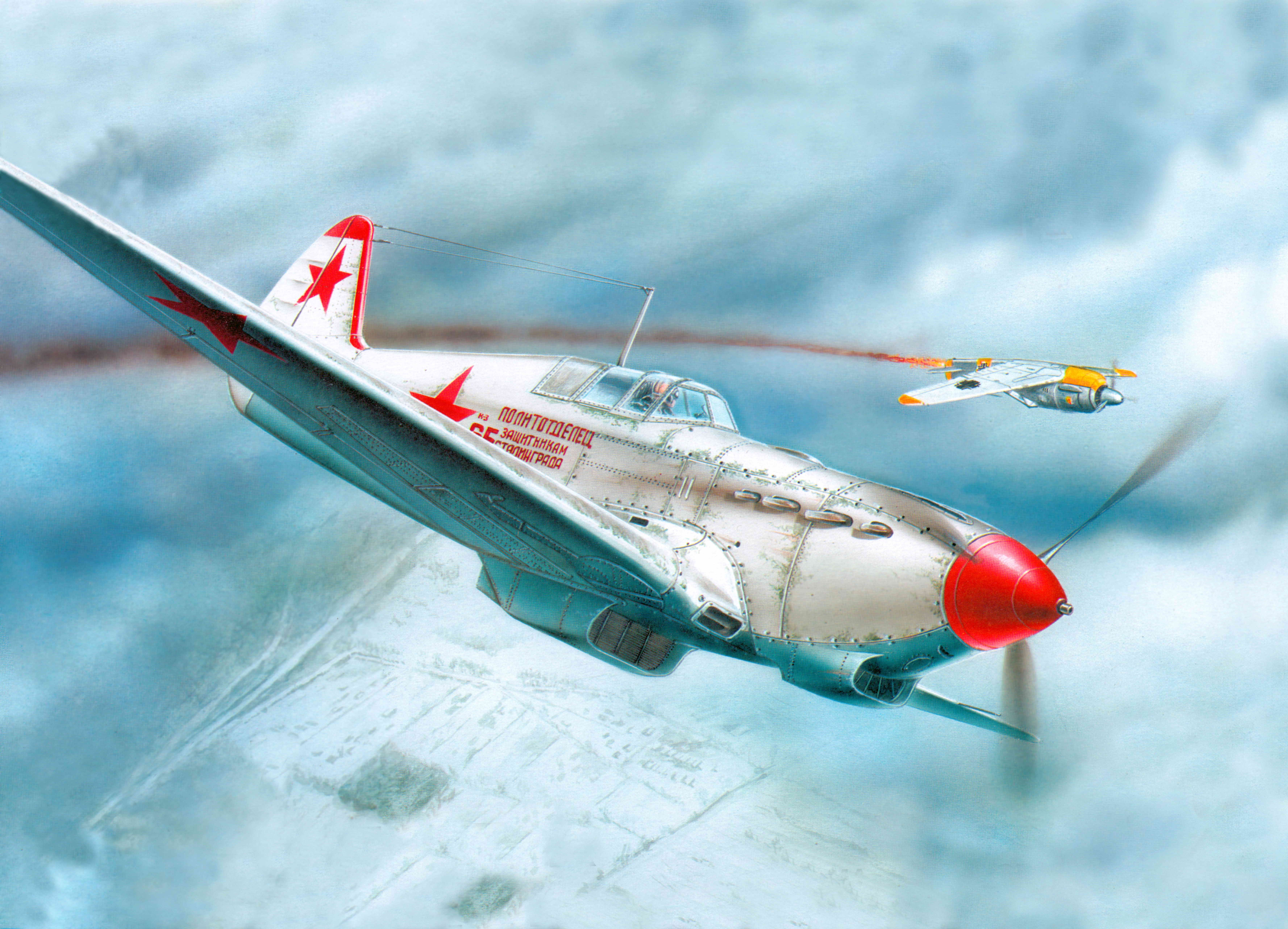Soviet fighter plane in flight HD Wallpaper
