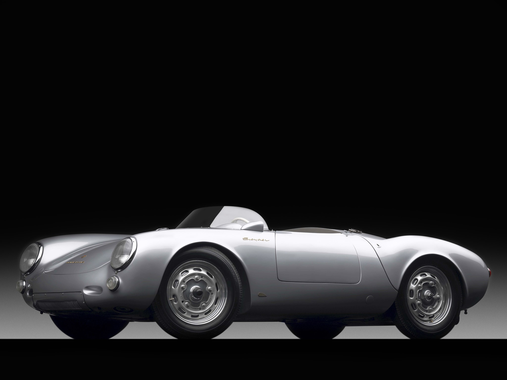 Silver Porsche 550 Spyder HD Wallpaper