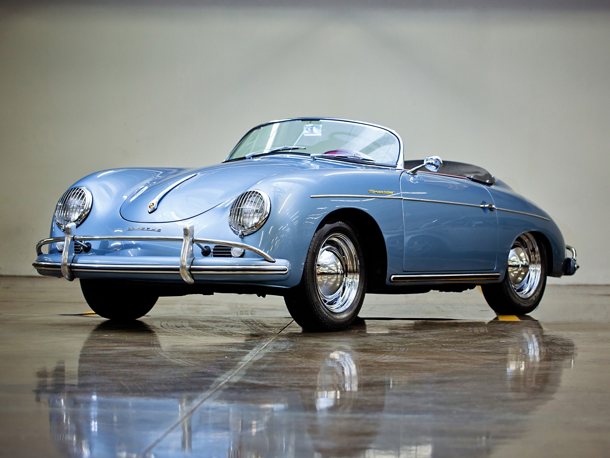 Blue Porsche 356 Speedster convertible HD Wallpaper