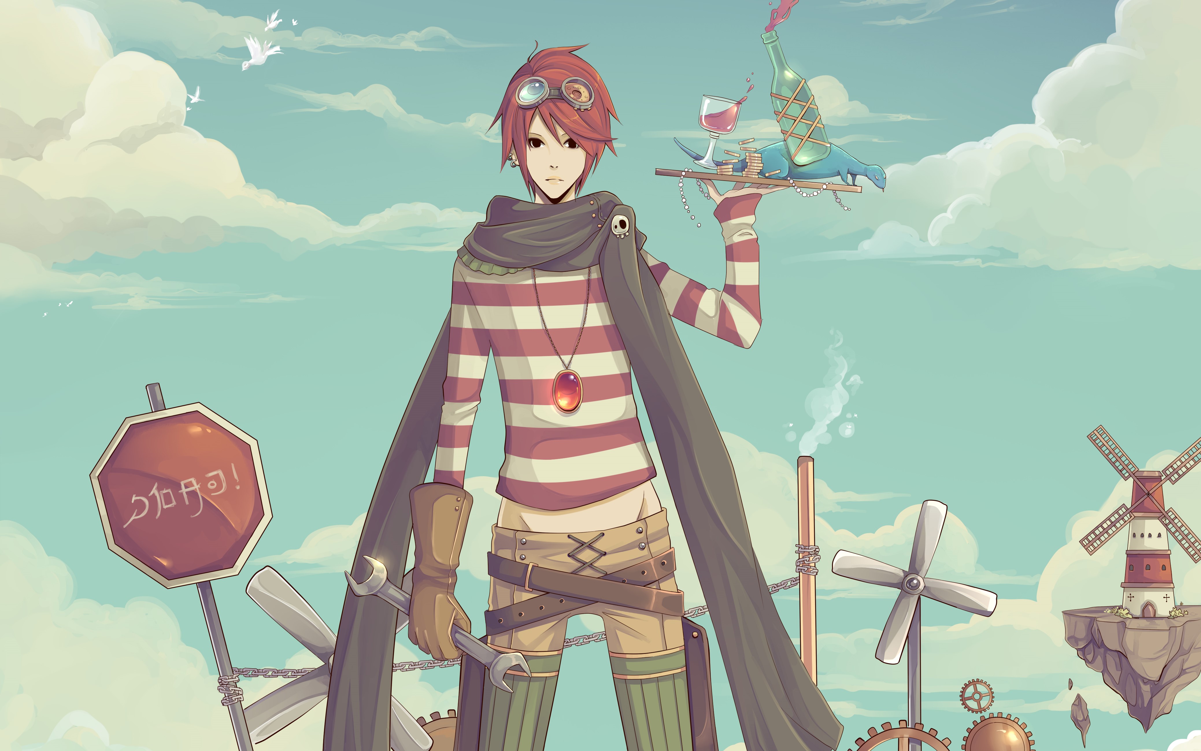 Young man with goggles and scarf HD Wallpaper