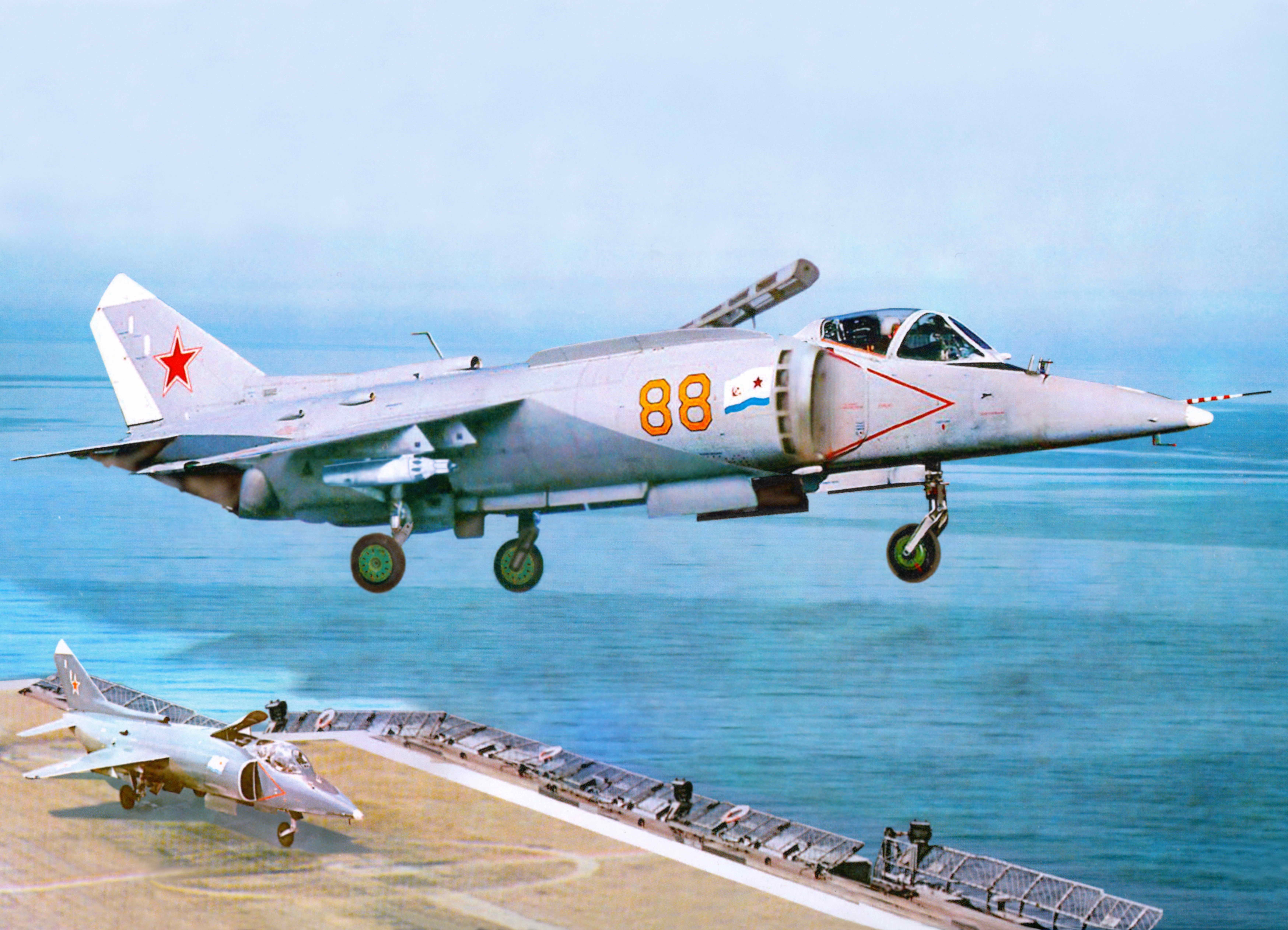 Soviet Naval Aviation Jets on Aircraft Carrier HD Wallpaper
