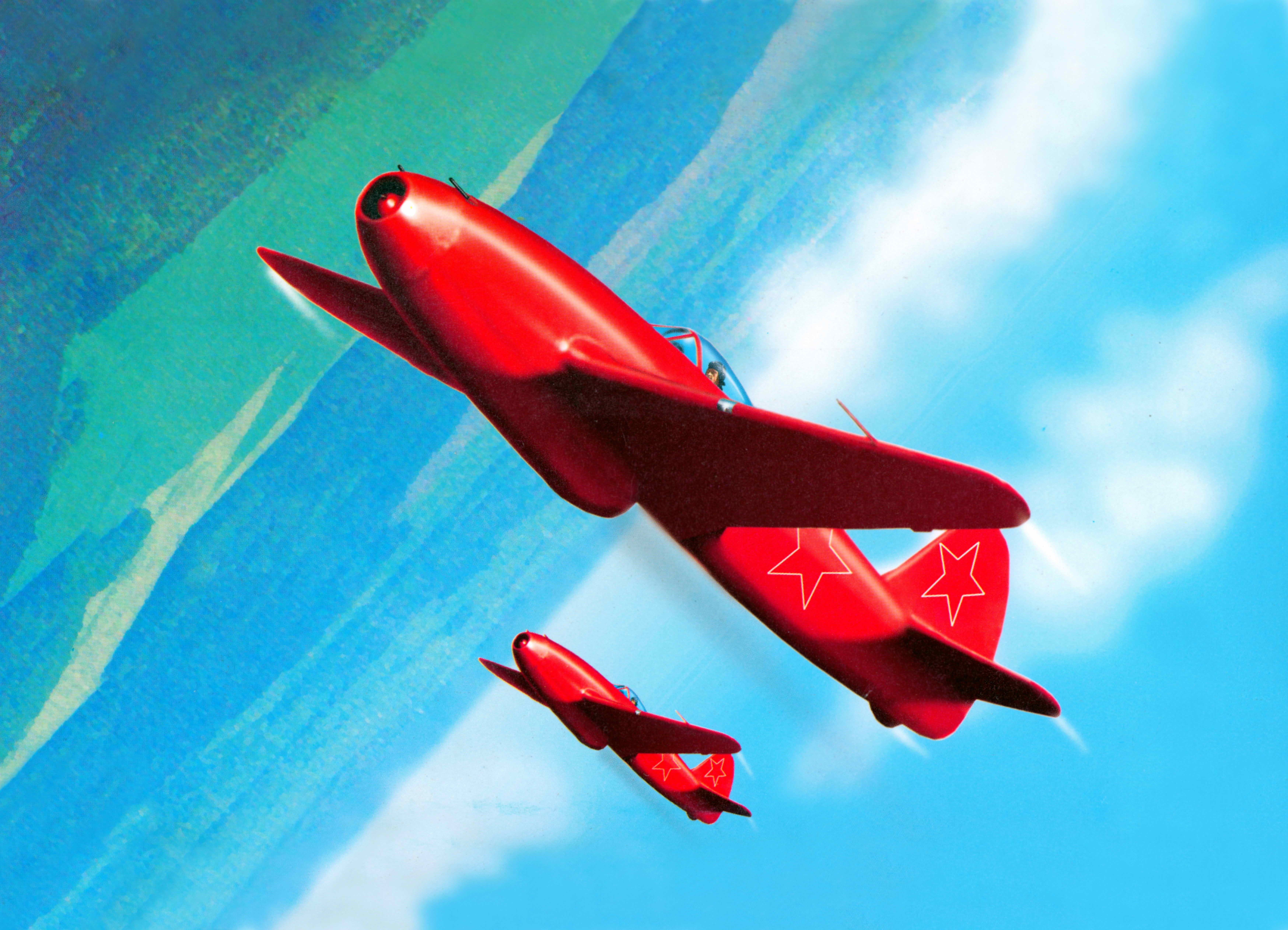 Two red airplanes with stars flying in the sky HD Wallpaper