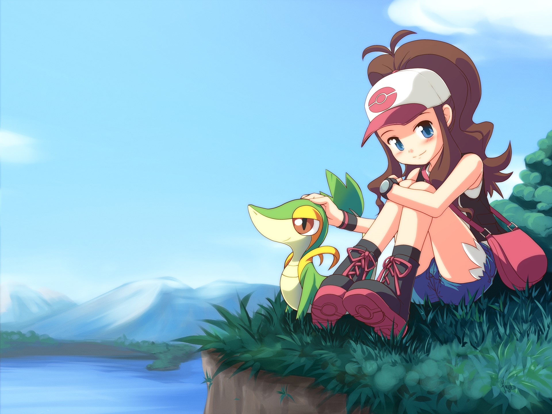 Hilda and Snivy from Pokemon HD Wallpaper