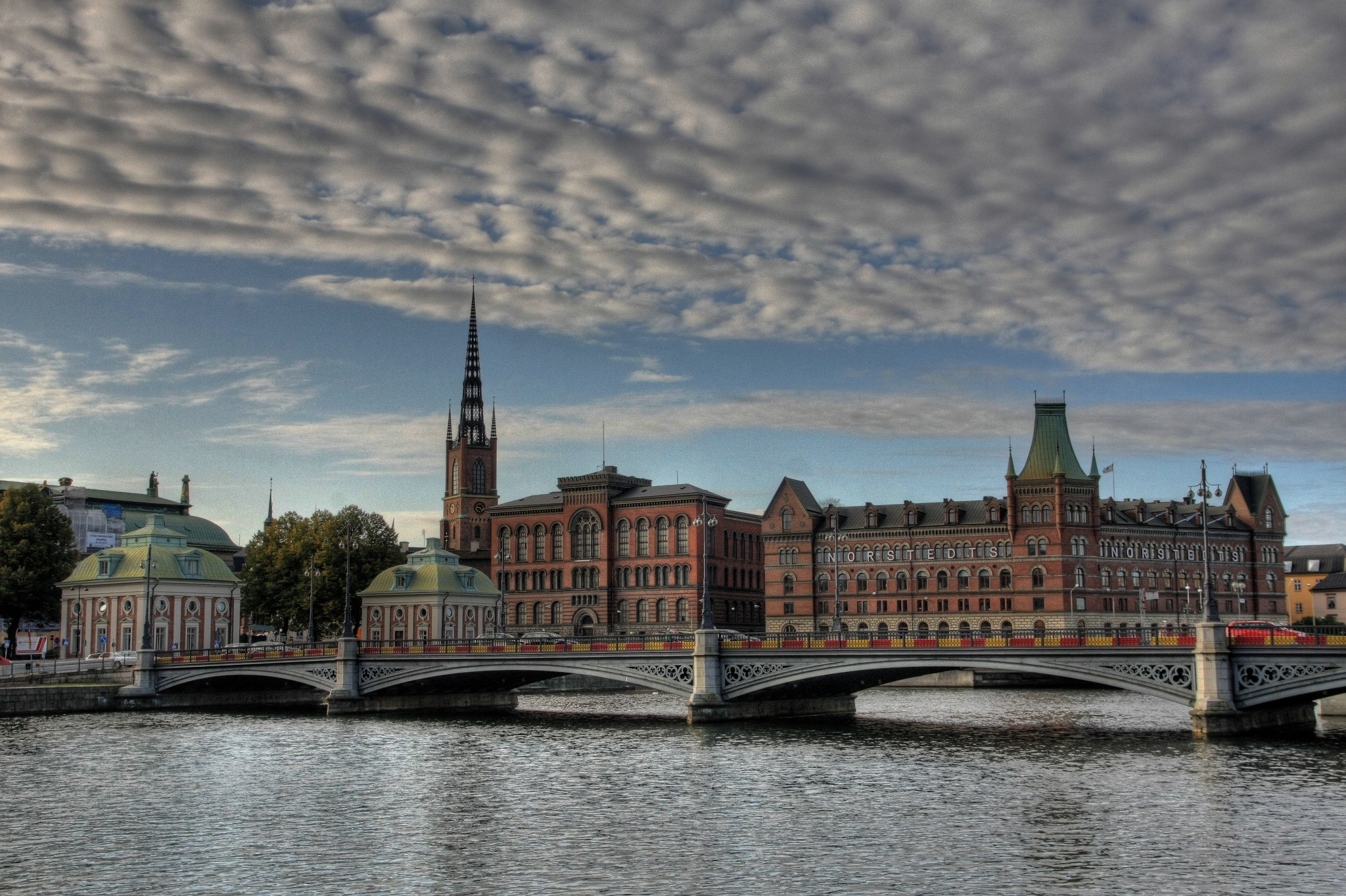 Buildings and bridge over water in Stockholm, Sweden HD Wallpaper