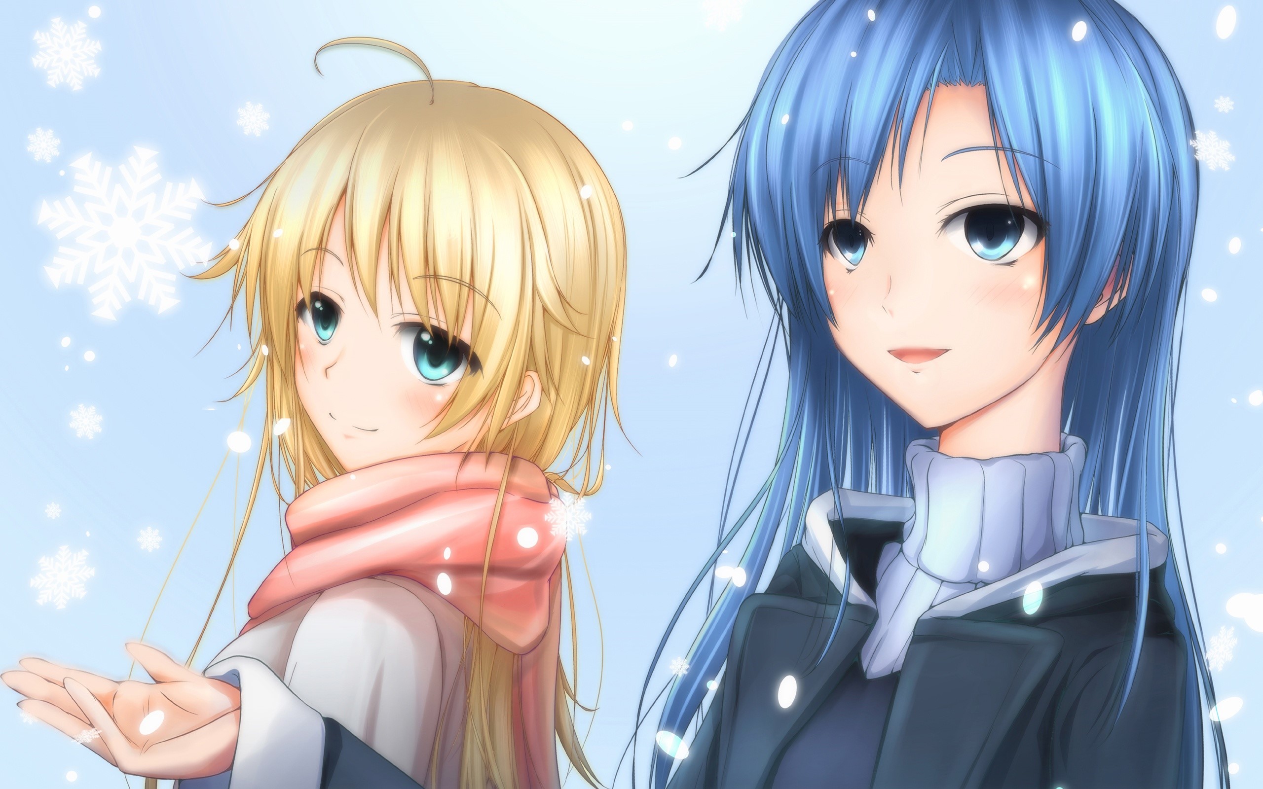 Two anime girls in snow HD Wallpaper