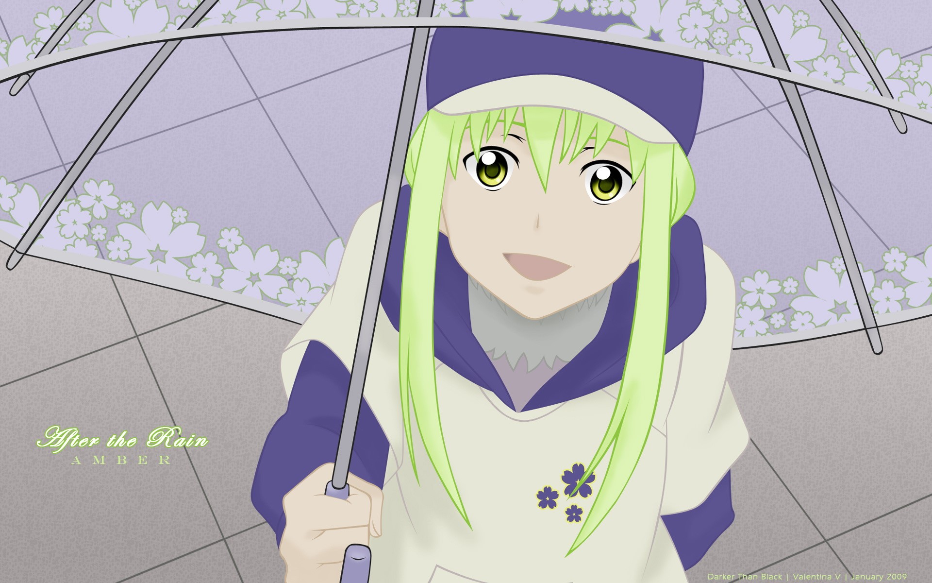 Amber from Darker than Black holding an umbrella HD Wallpaper
