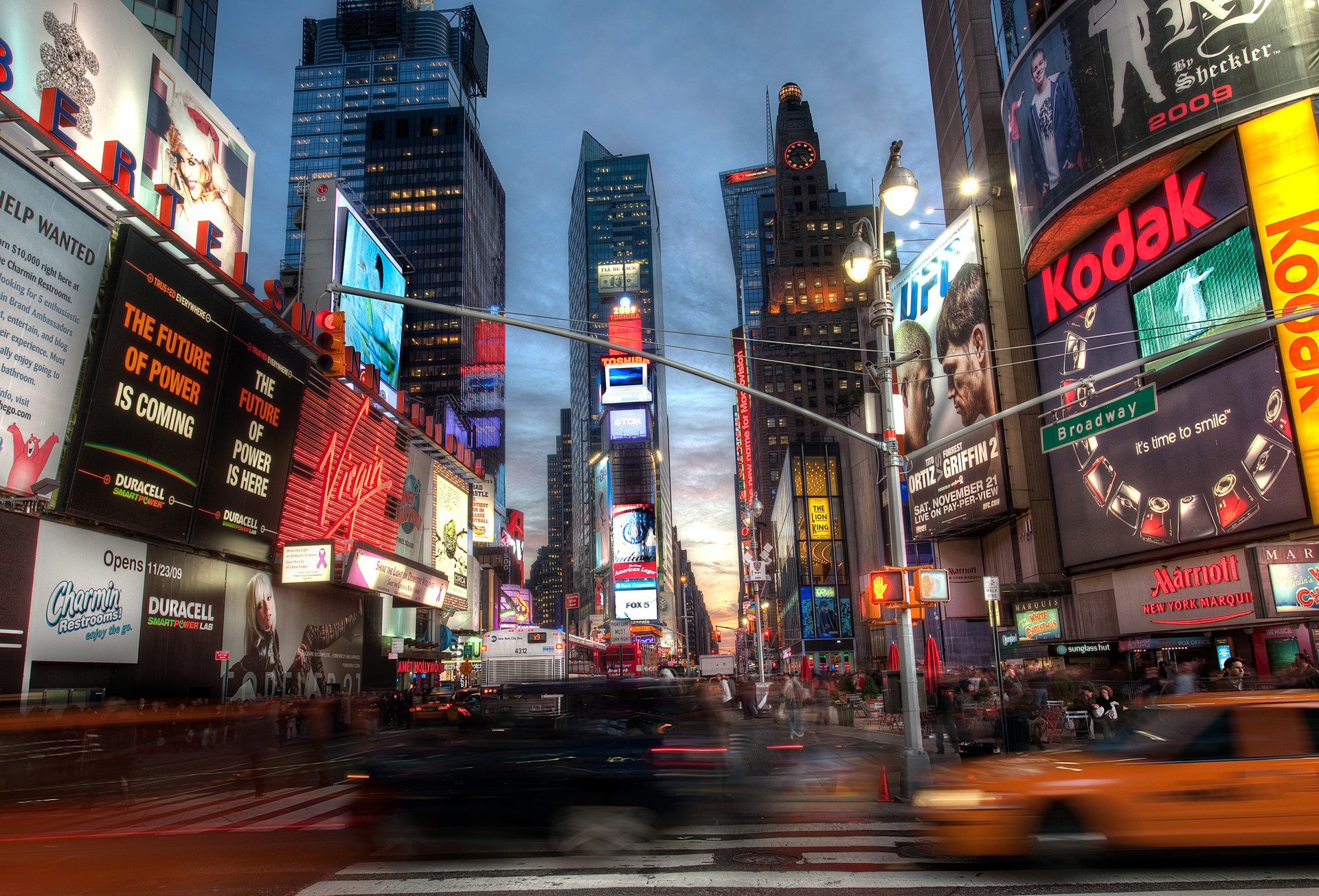Times Square, New York City at Dusk HD Wallpaper