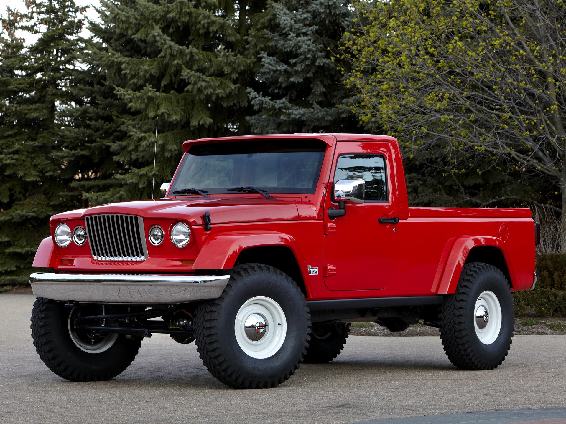 Red Jeep concept pickup truck HD Wallpaper