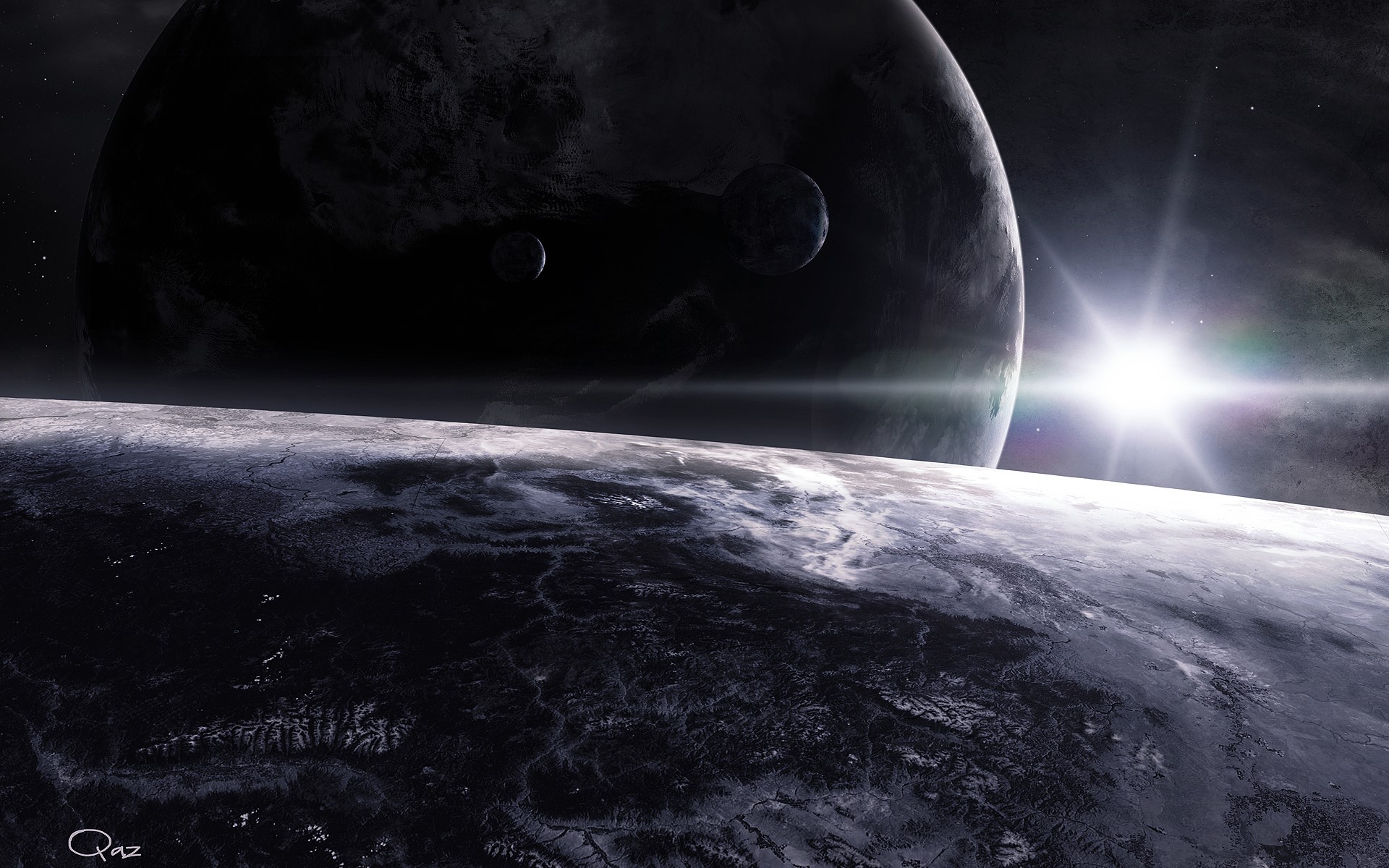 Planets and a star in space HD Wallpaper