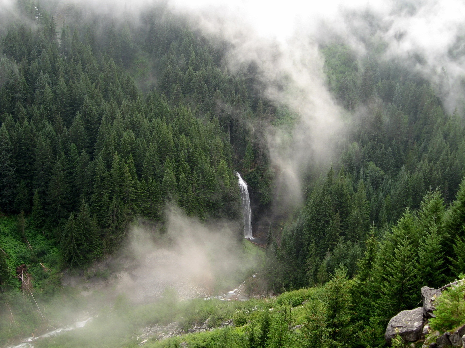 Maple Falls in Mount Rainier National Park, USA HD Wallpaper