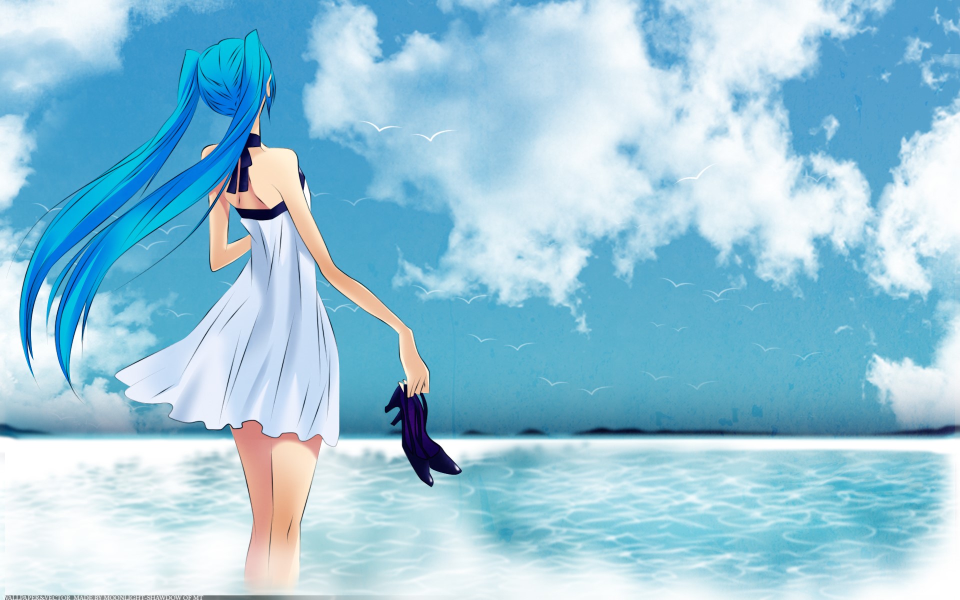 Hatsune Miku by the Sea HD Wallpaper