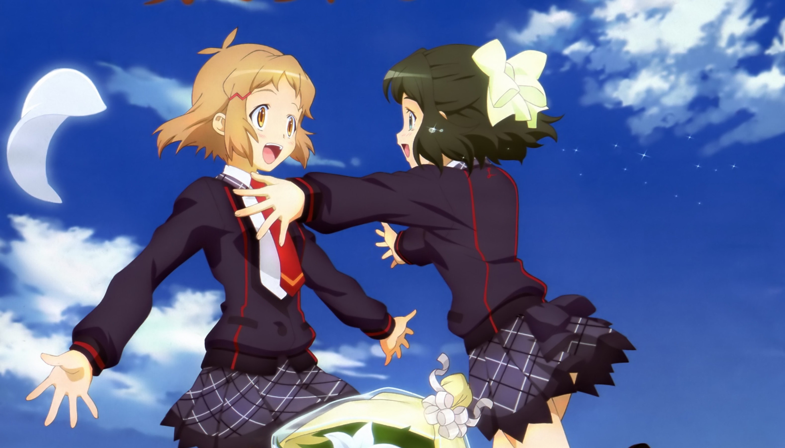 Two girls from Senki Zesshou Symphogear in school uniforms HD Wallpaper