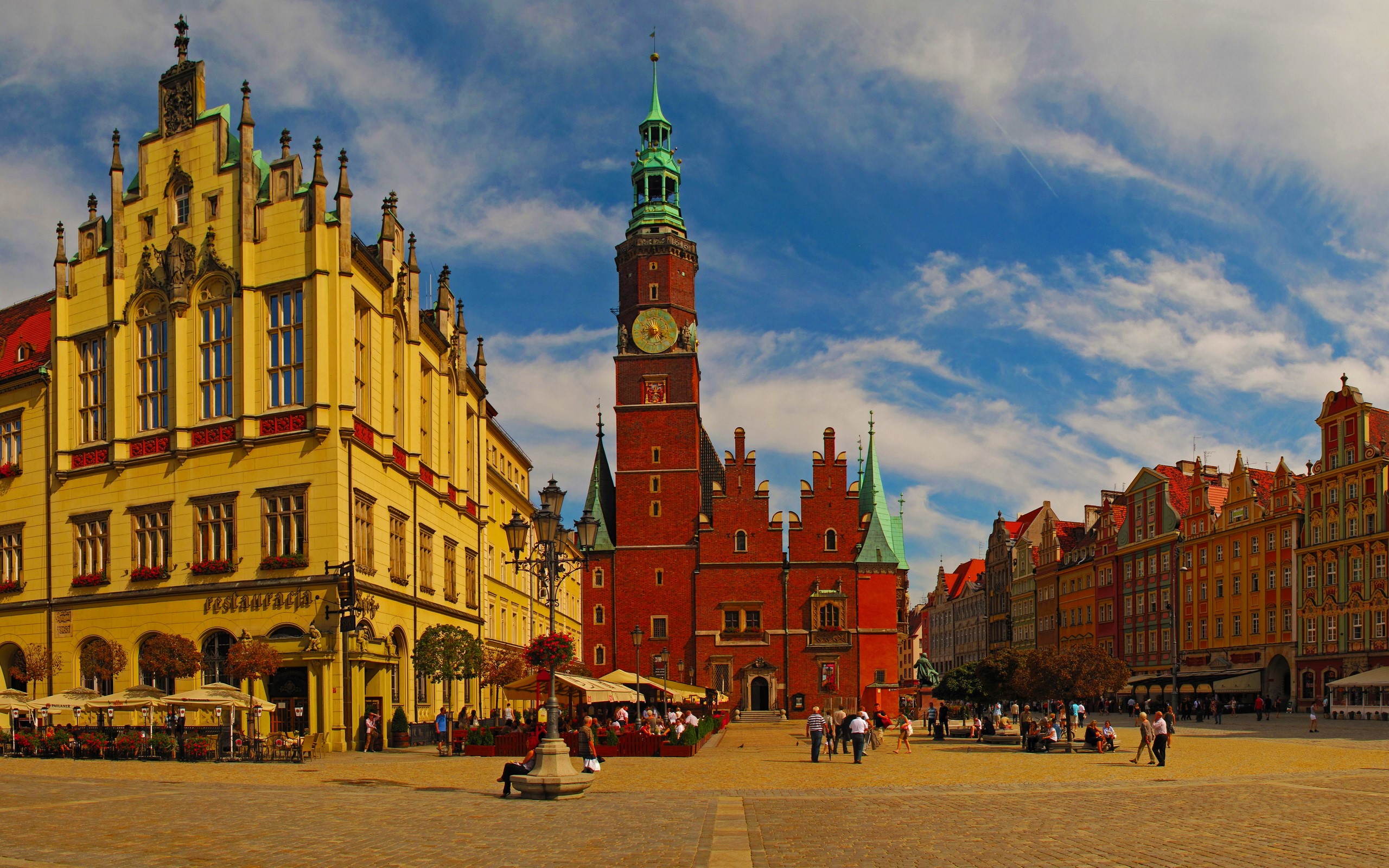 Rynek Ratusz Houses Poland Wroclaw HD Wallpaper