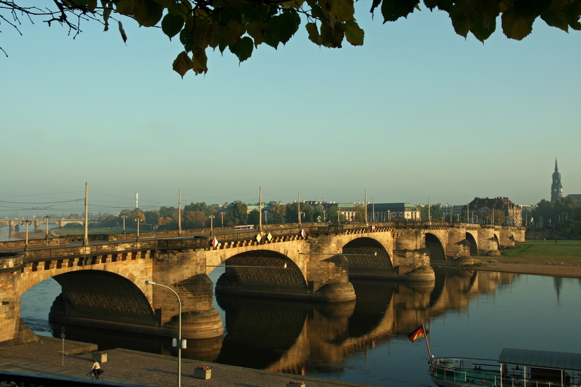 Augustus Bridge over the Elbe River in Dresden HD Wallpaper