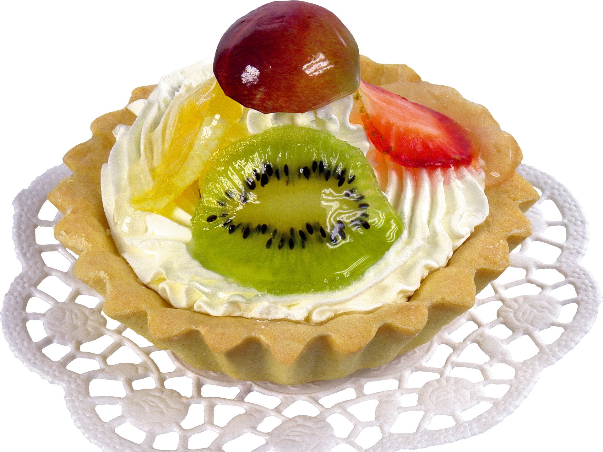 Fruit tart with cream and berries HD Wallpaper