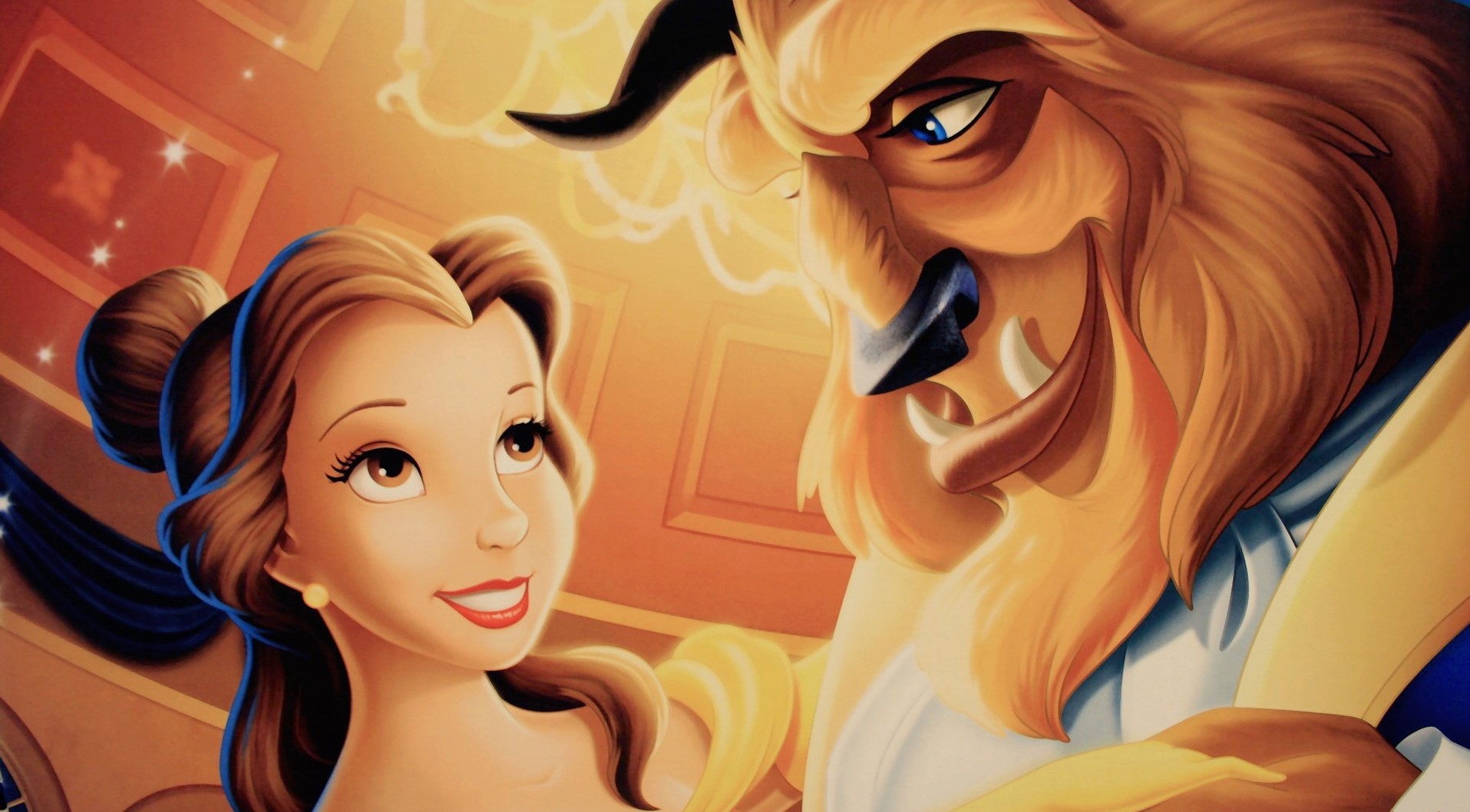 Belle and Beast from Disney's Beauty and the Beast HD Wallpaper