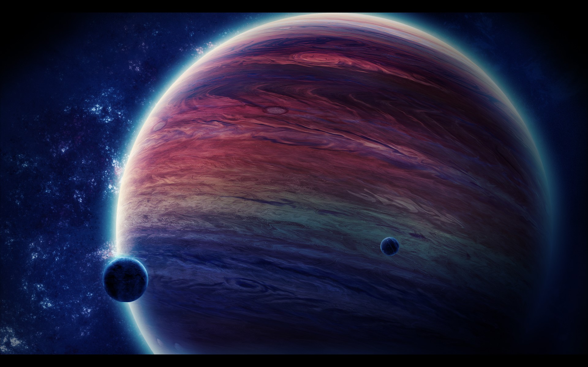 Planets in deep space with nebulae HD Wallpaper