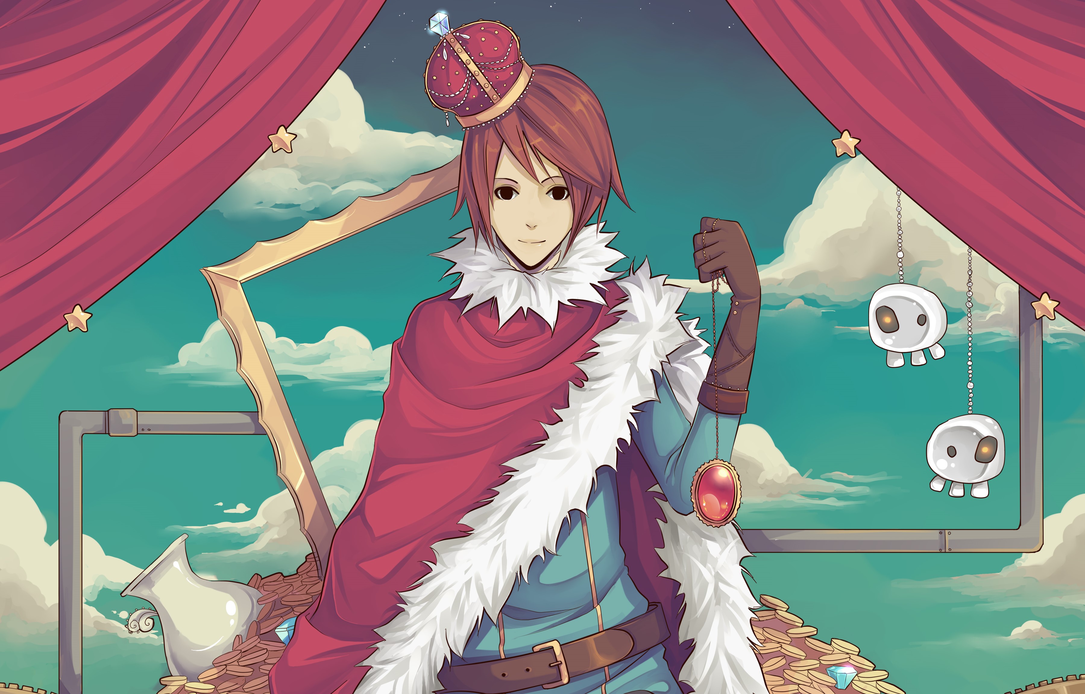 Young man with crown and cape holding pendant HD Wallpaper