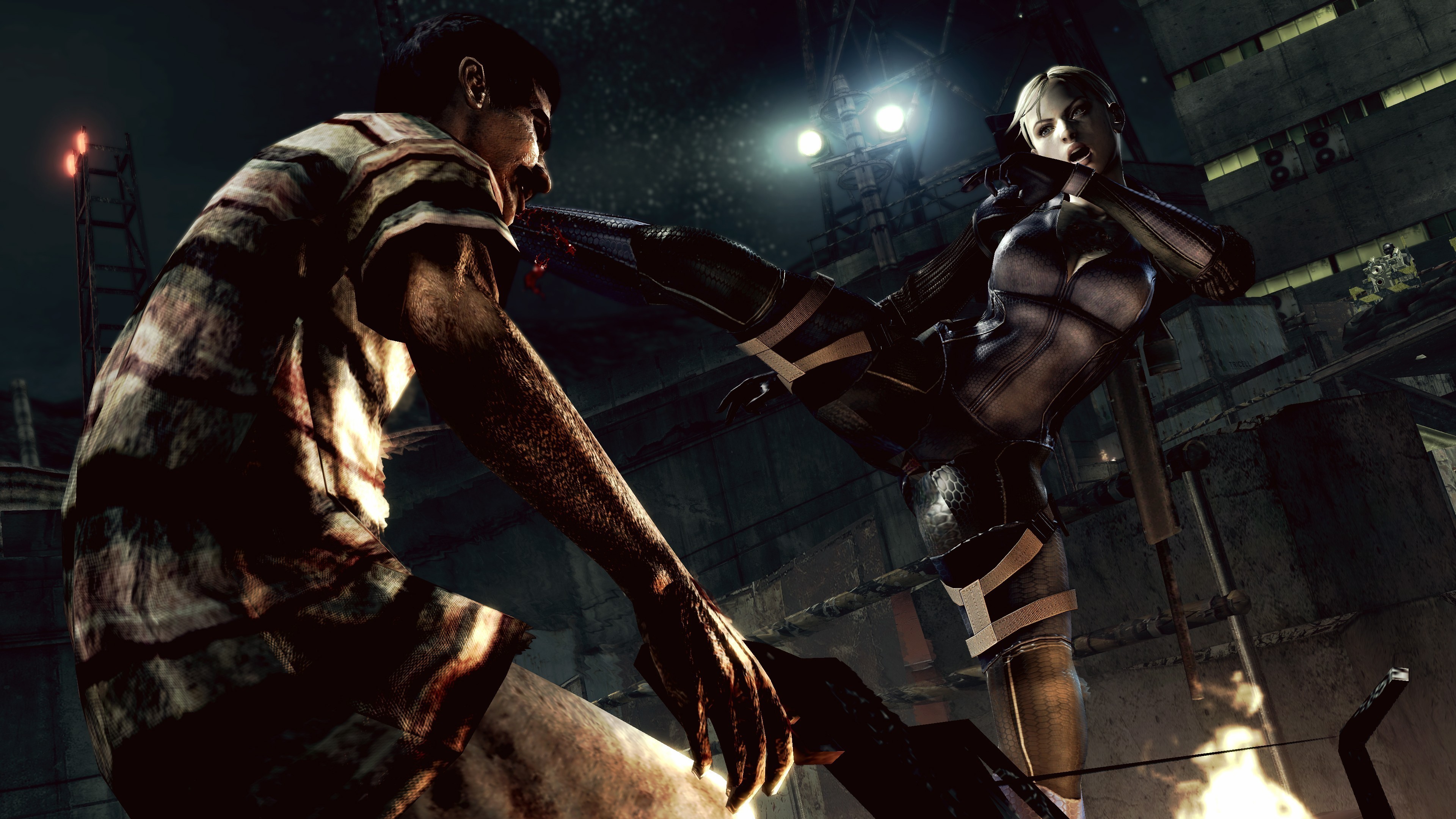 Jill Valentine from Resident Evil kicking a Majini HD Wallpaper