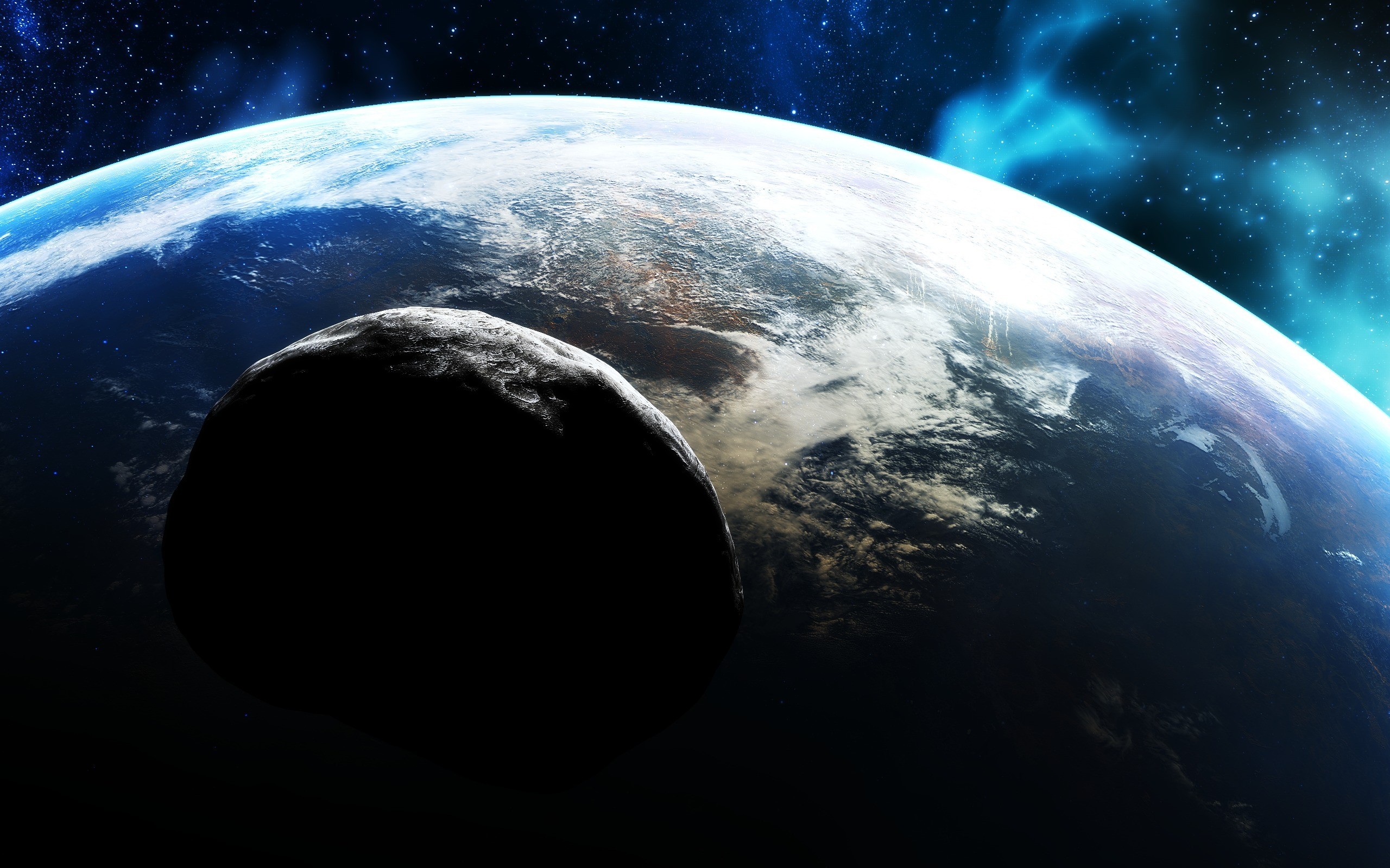 Asteroid approaching planet Earth HD Wallpaper