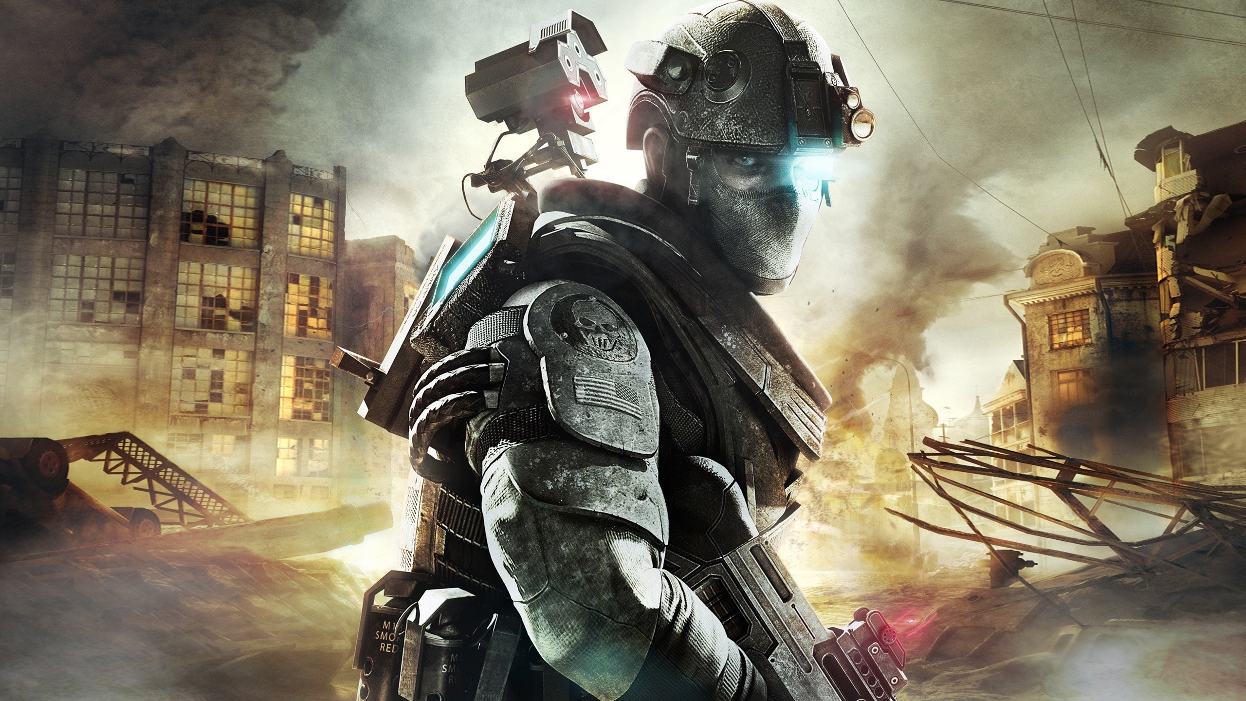 Ghost Recon soldier in a destroyed city HD Wallpaper