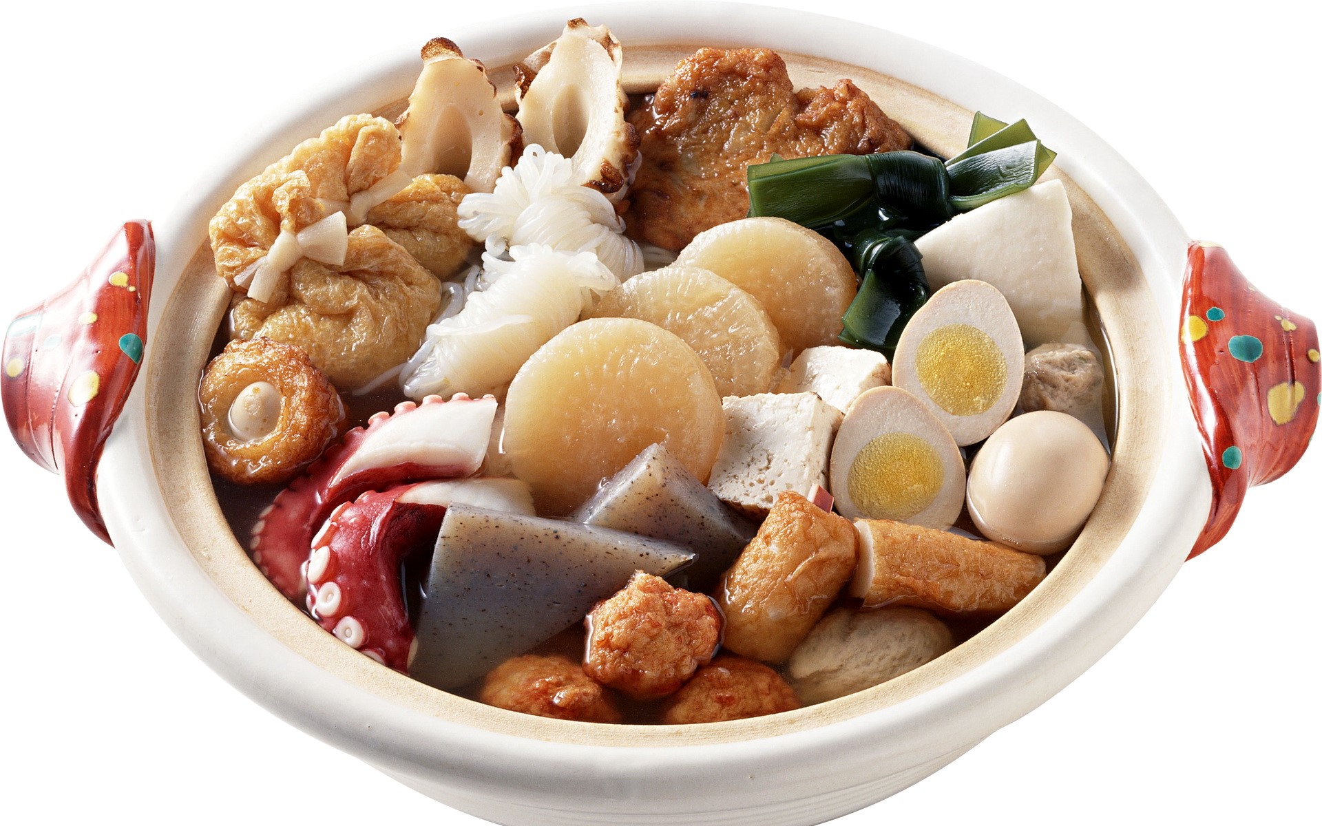 Oden hot pot with various ingredients HD Wallpaper