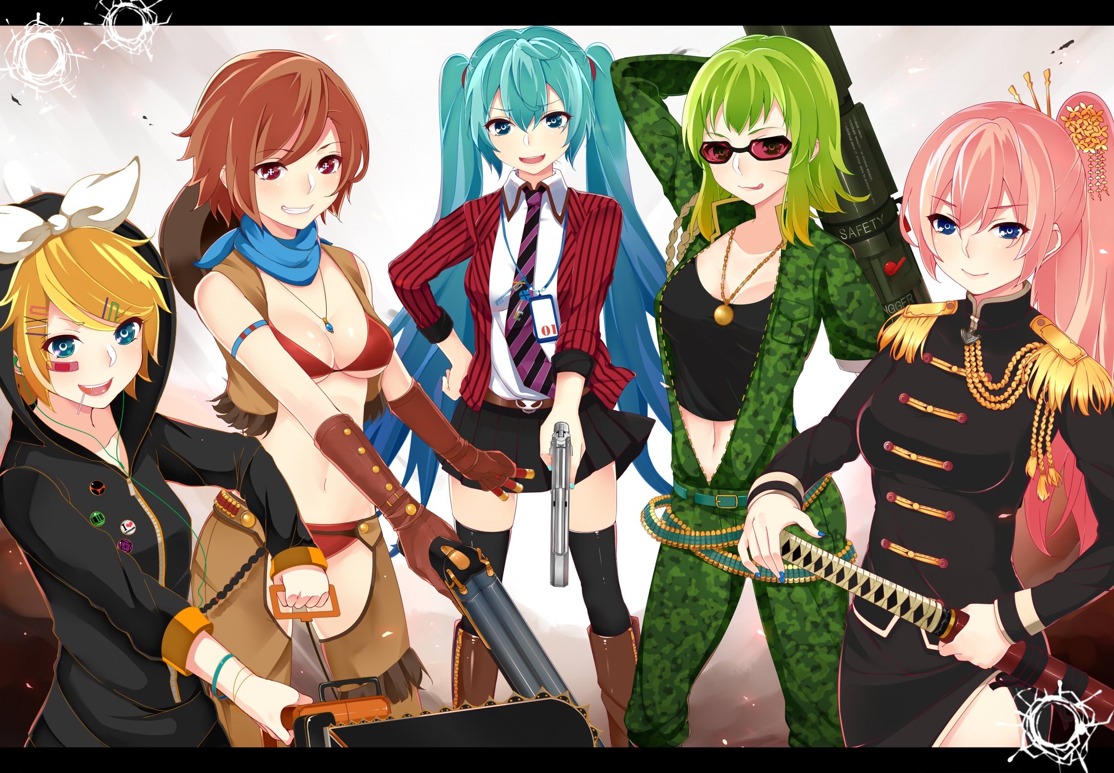 Vocaloid characters with weapons HD Wallpaper