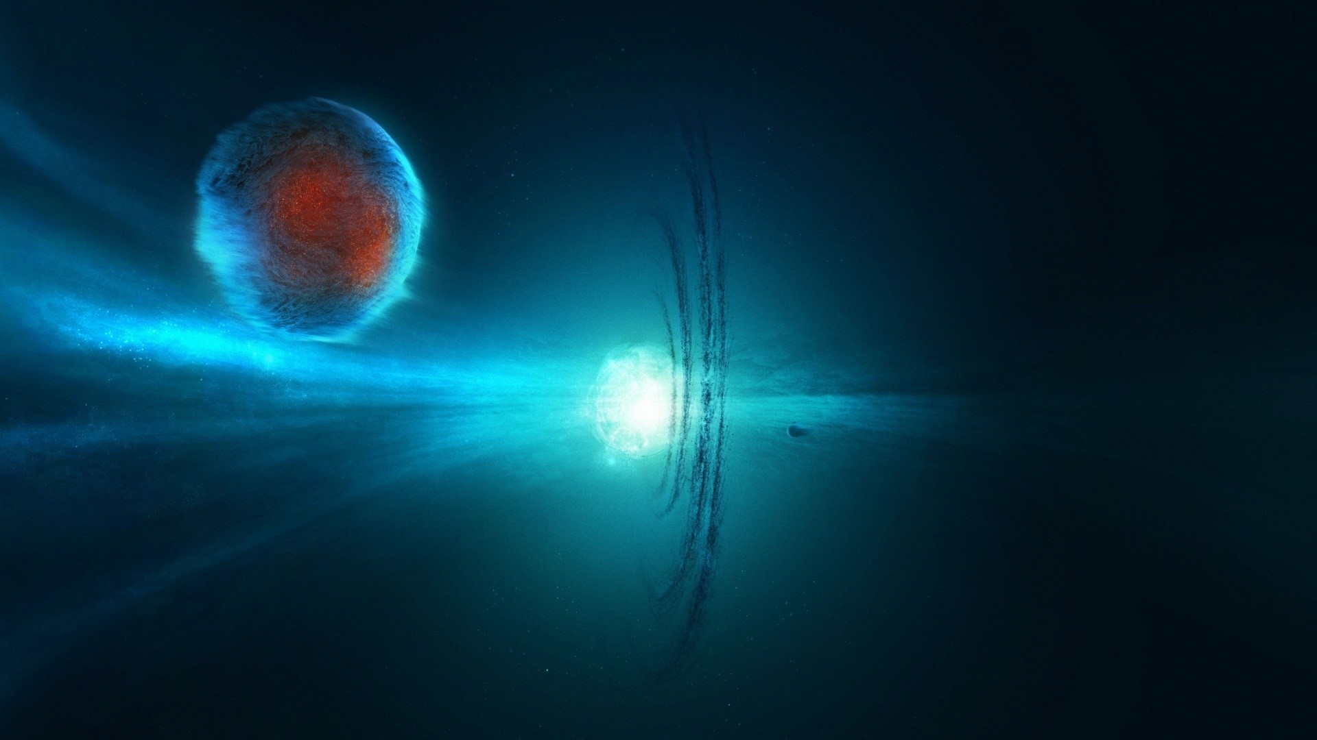 Cosmic collision of celestial bodies HD Wallpaper