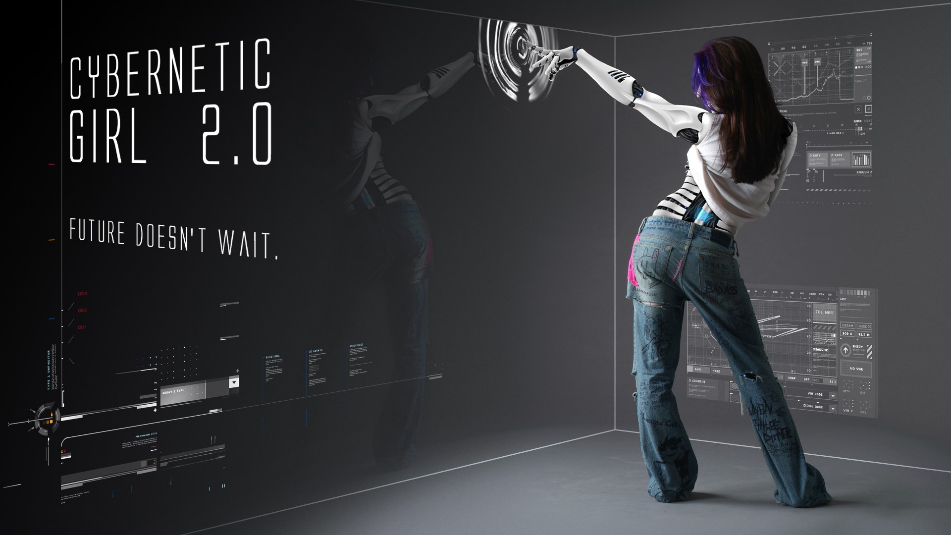 Cybernetic Girl 2.0 Future Doesn't Wait HD Wallpaper