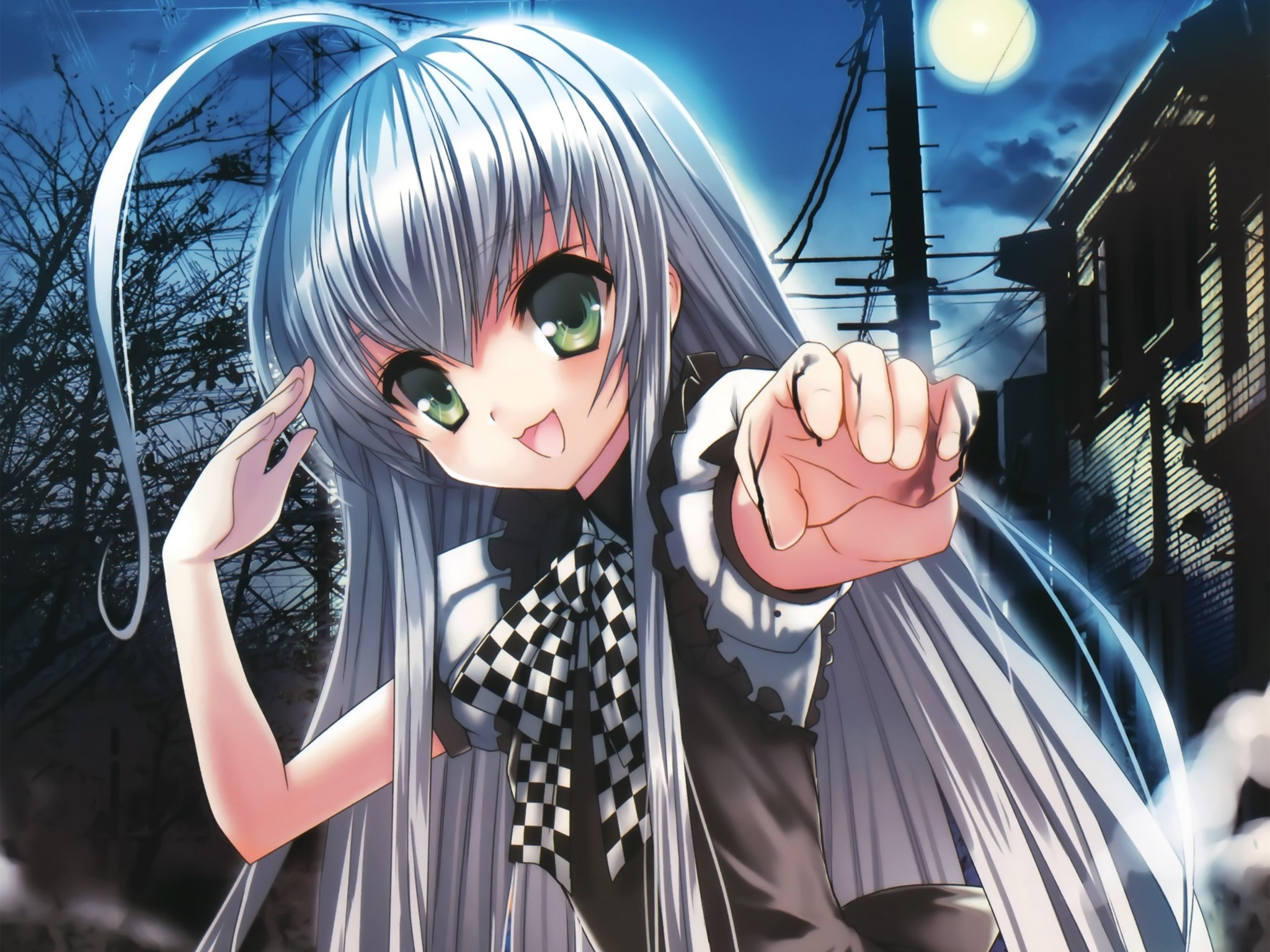 Nyaru-Ani Anime Girl with Silver Hair HD Wallpaper