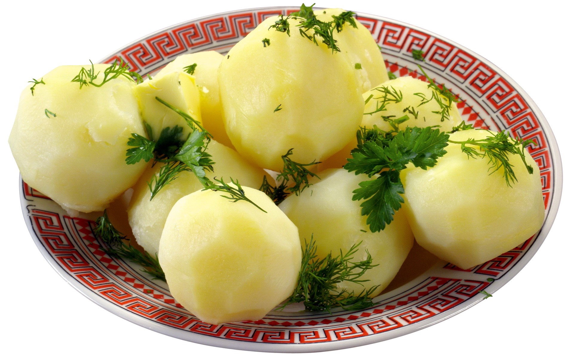 Boiled Potatoes with Herbs on a Plate HD Wallpaper