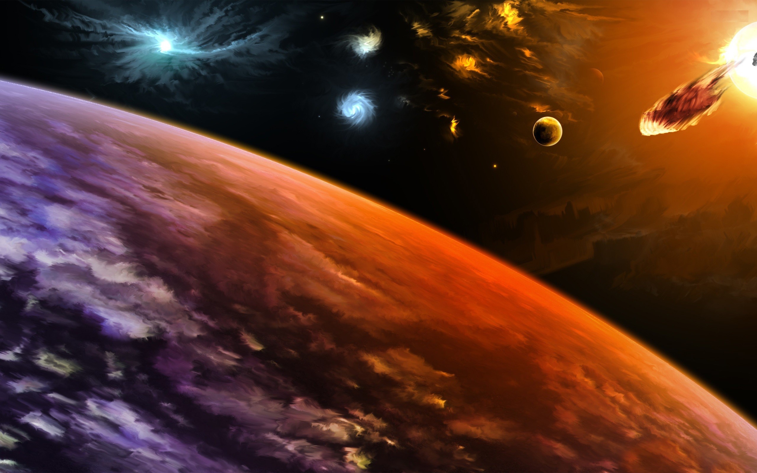 Planetary collision in outer space HD Wallpaper