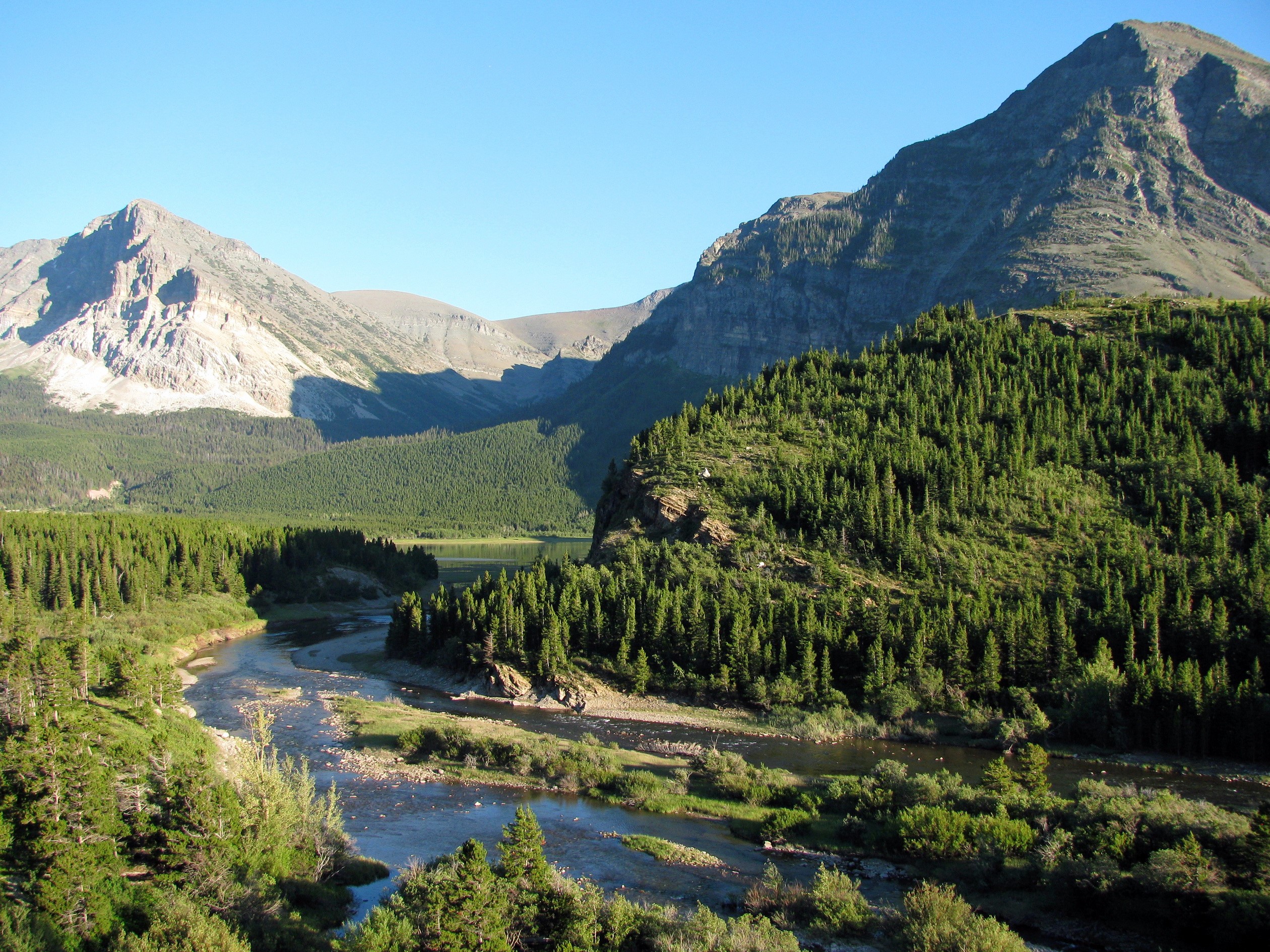 Mountains and River in Glacier National Park, Montana HD Wallpaper